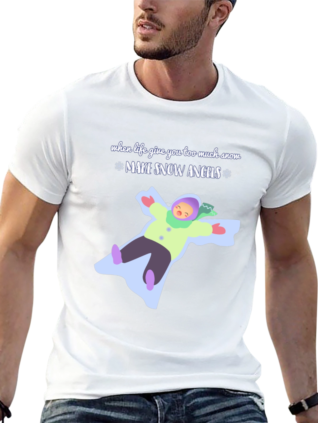 Make Snow Angels Graphic Tee - Winter Fun