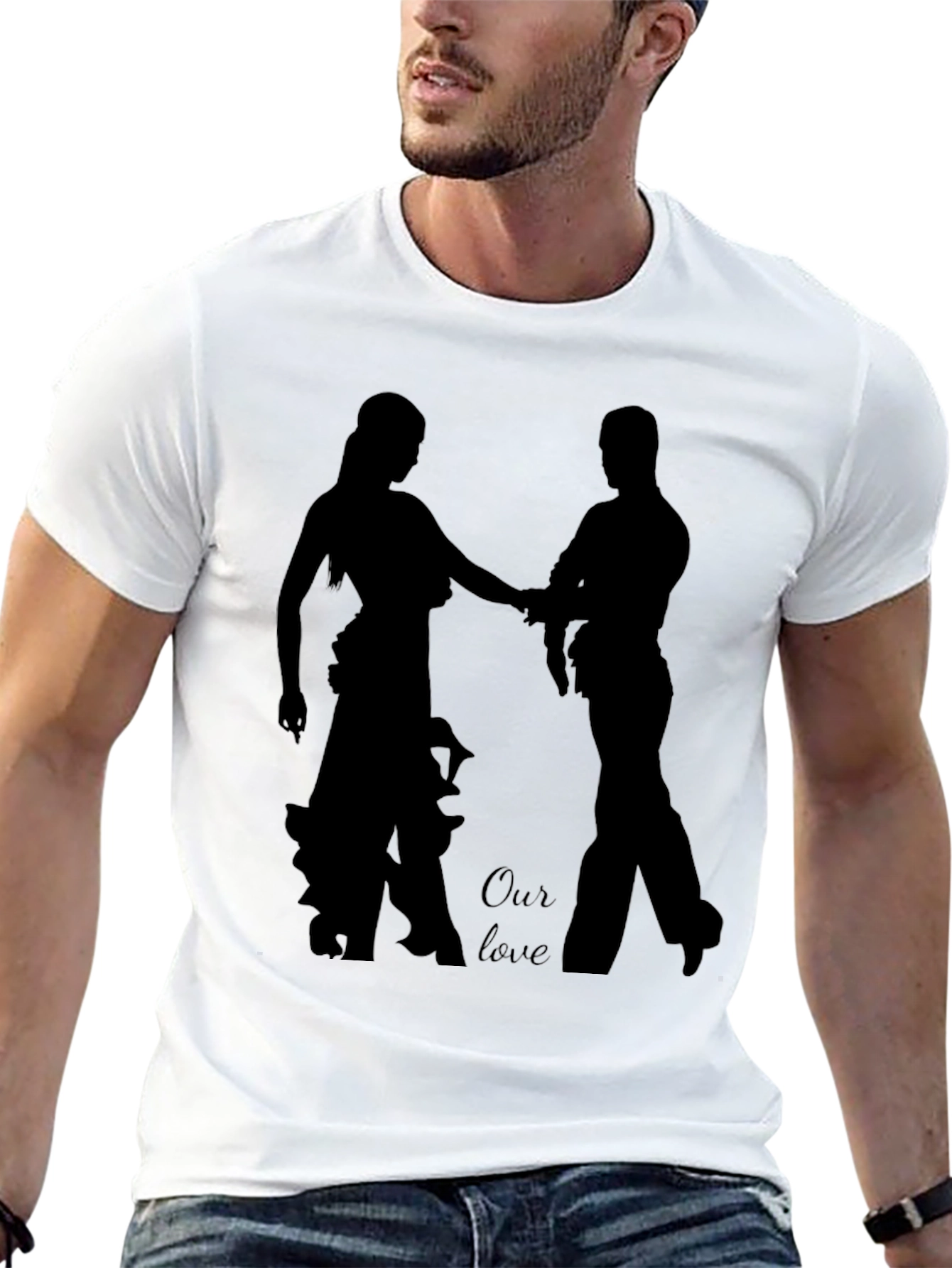 Couple Silhouette Graphic Black T-Shirt