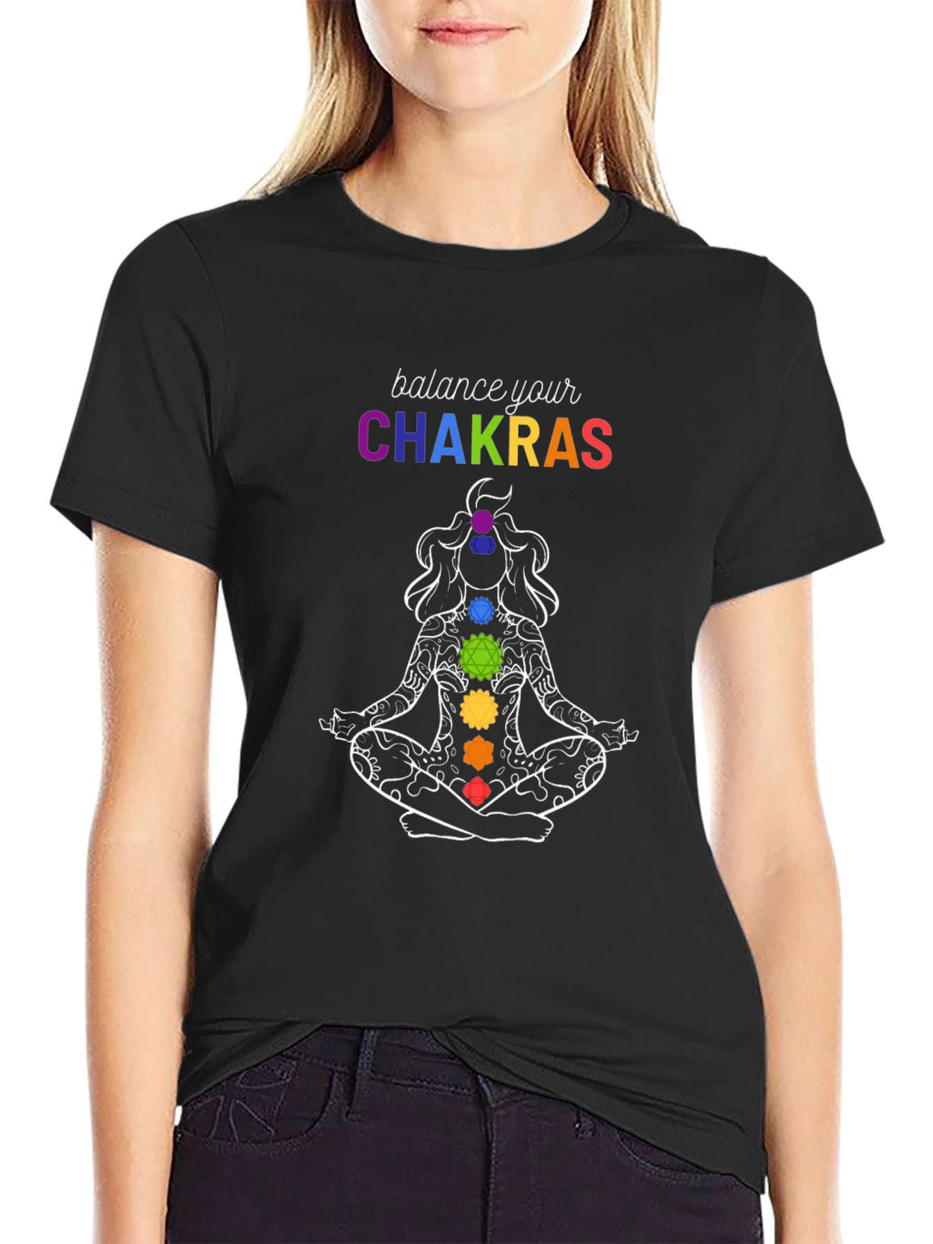 Chakra Balance T-Shirt - Meditating Silhouette