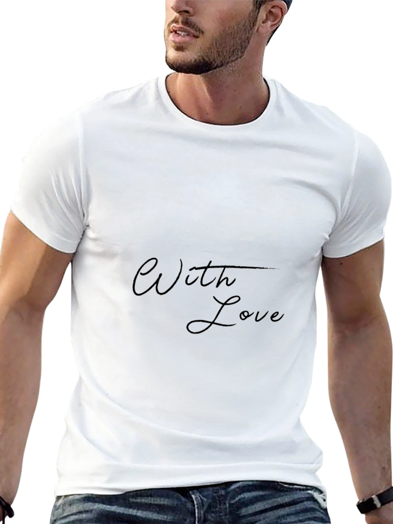 Stylish Black T-Shirt - With Love Design