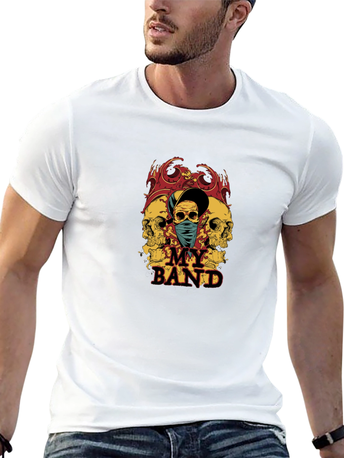 Skull Band Graphic Tee - Mens Black T-Shirt