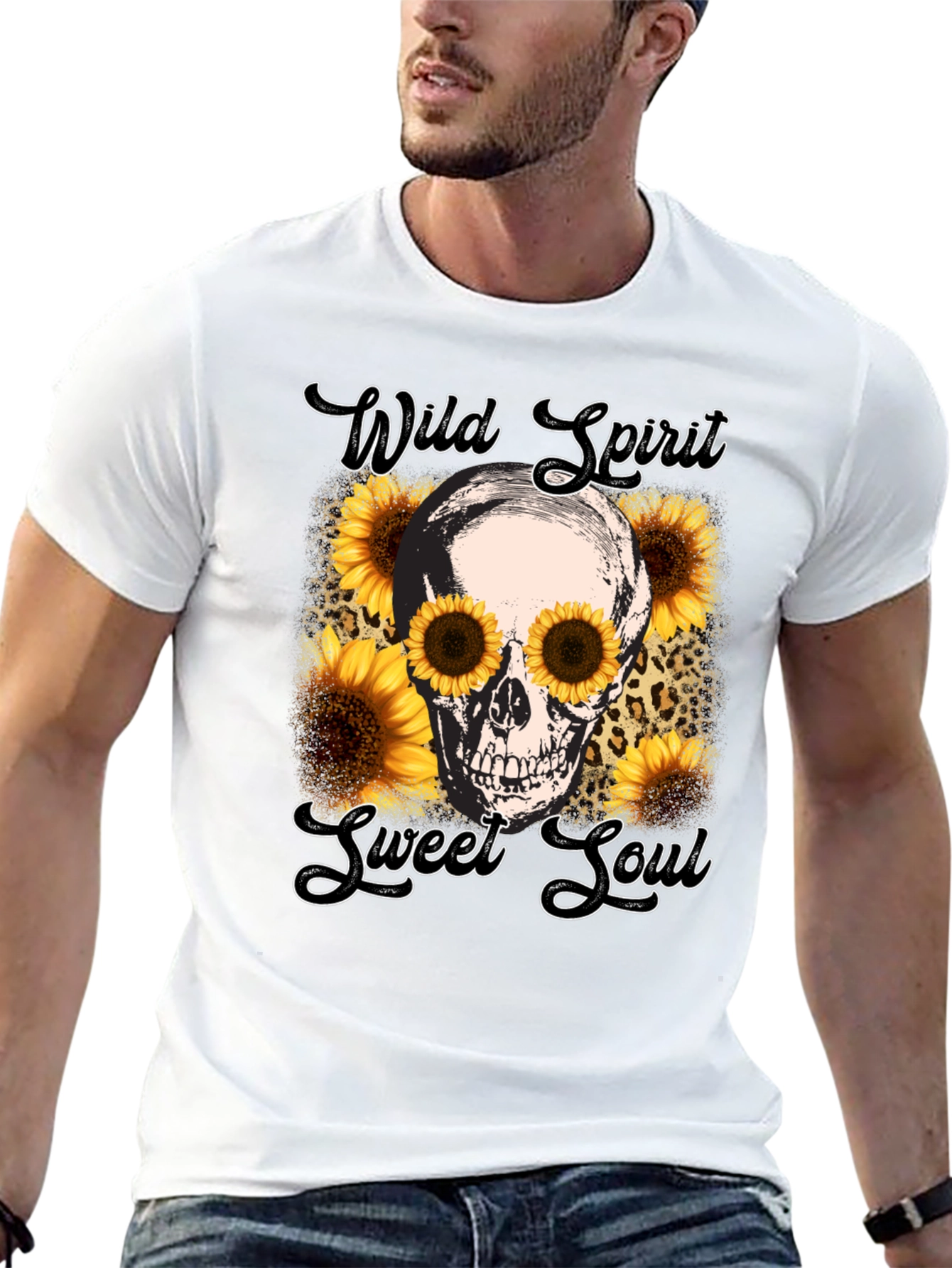 Wild Spirit Skull Sunflower Graphic Tee