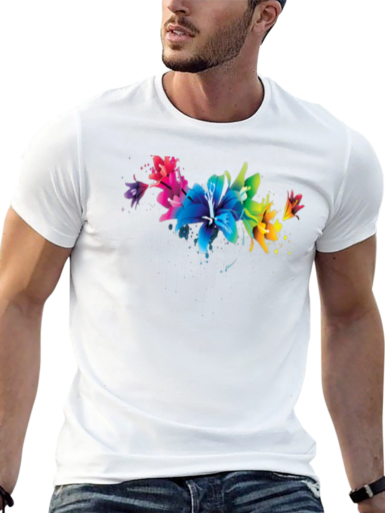 Floral Splatter Graphic Black T-Shirt