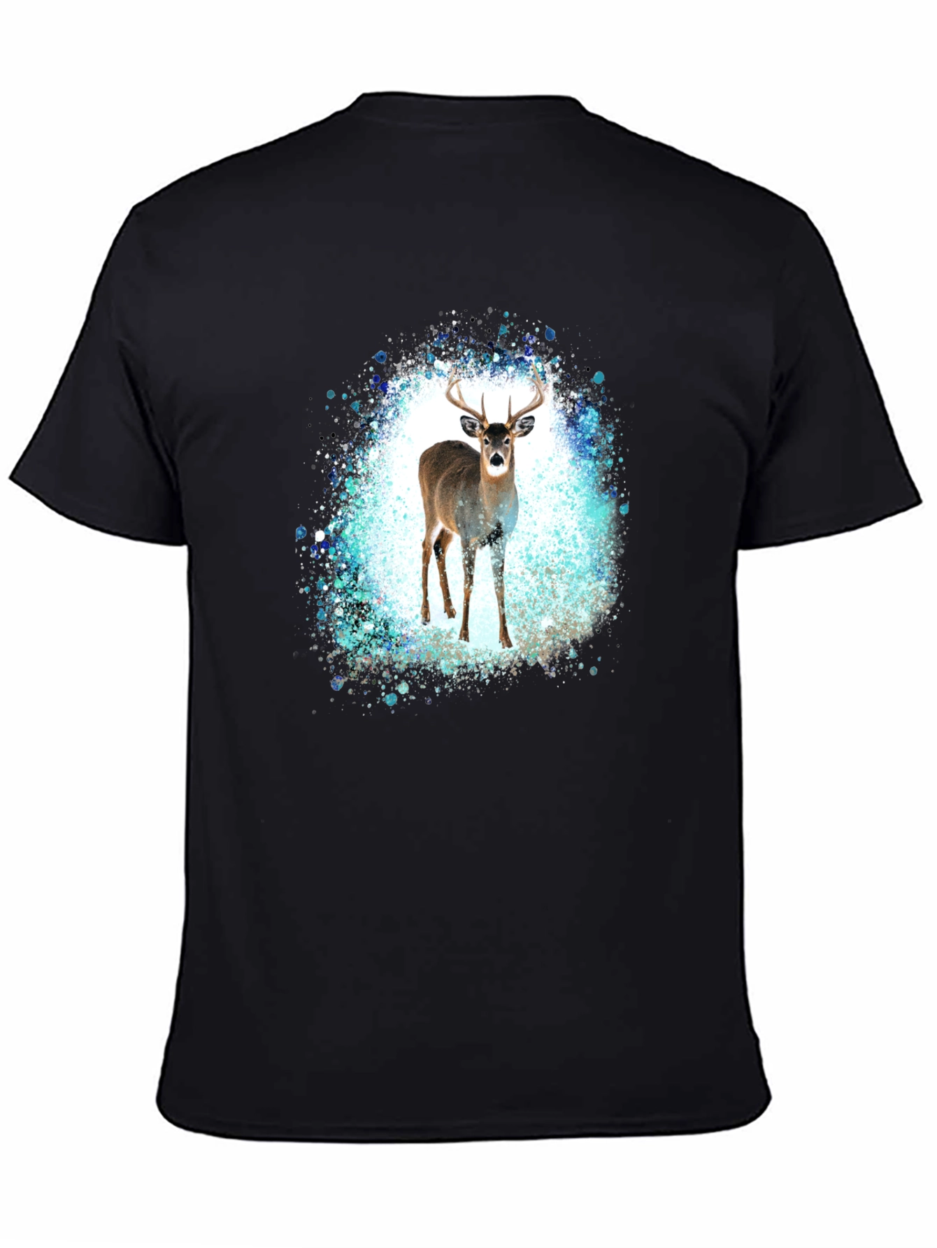 Deer Graphic Print Black T-Shirt