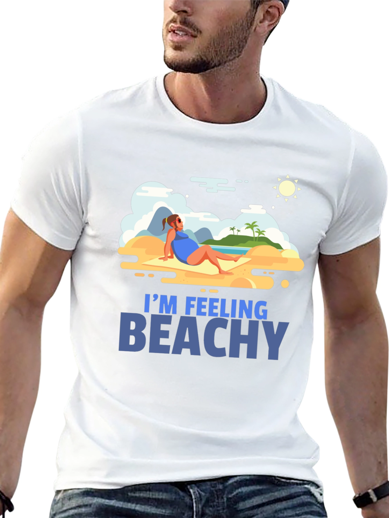 Im Feeling Beachy Black Graphic T-Shirt