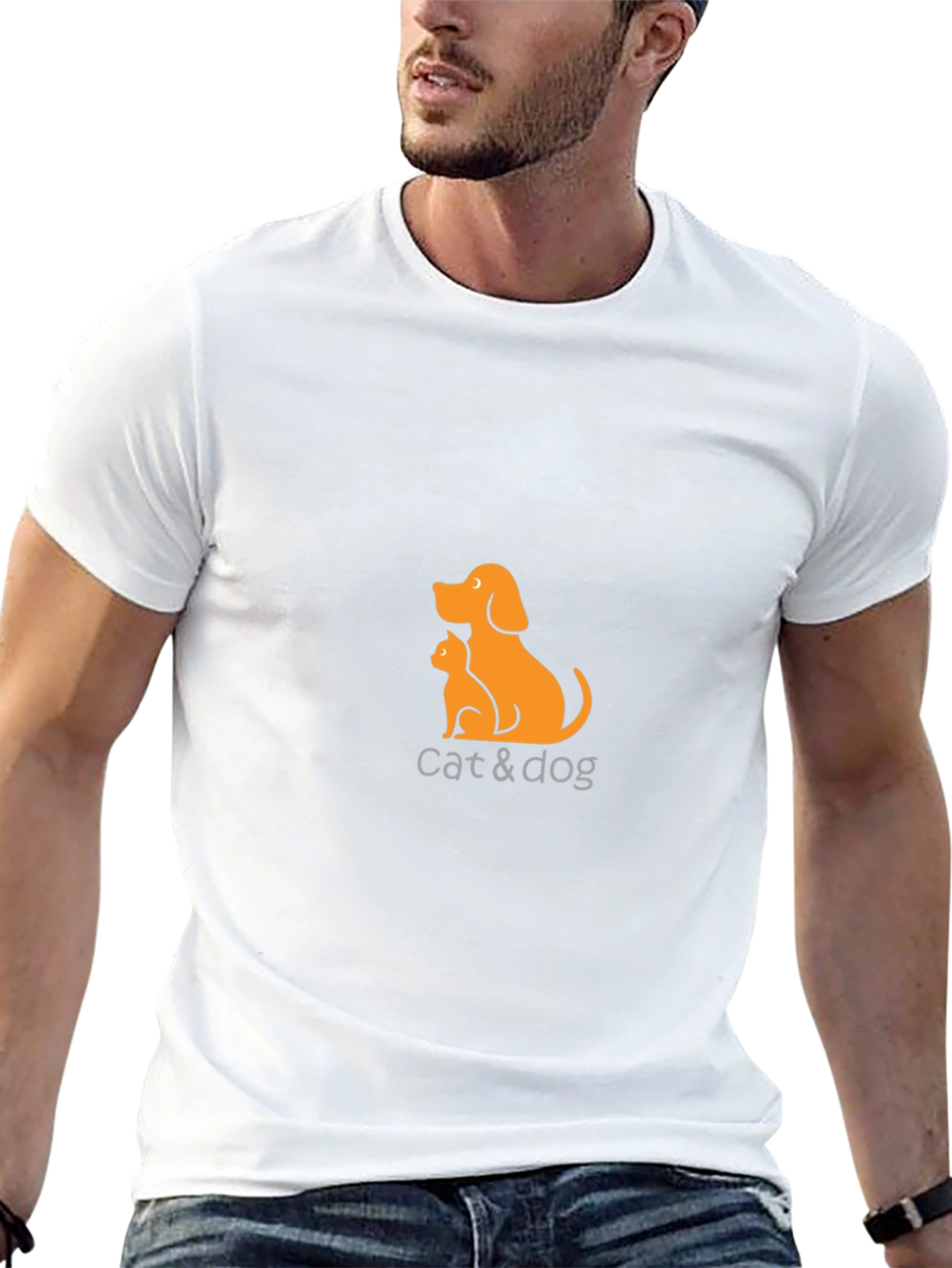 Cat & Dog Graphic Tee - Casual Black T-Shirt