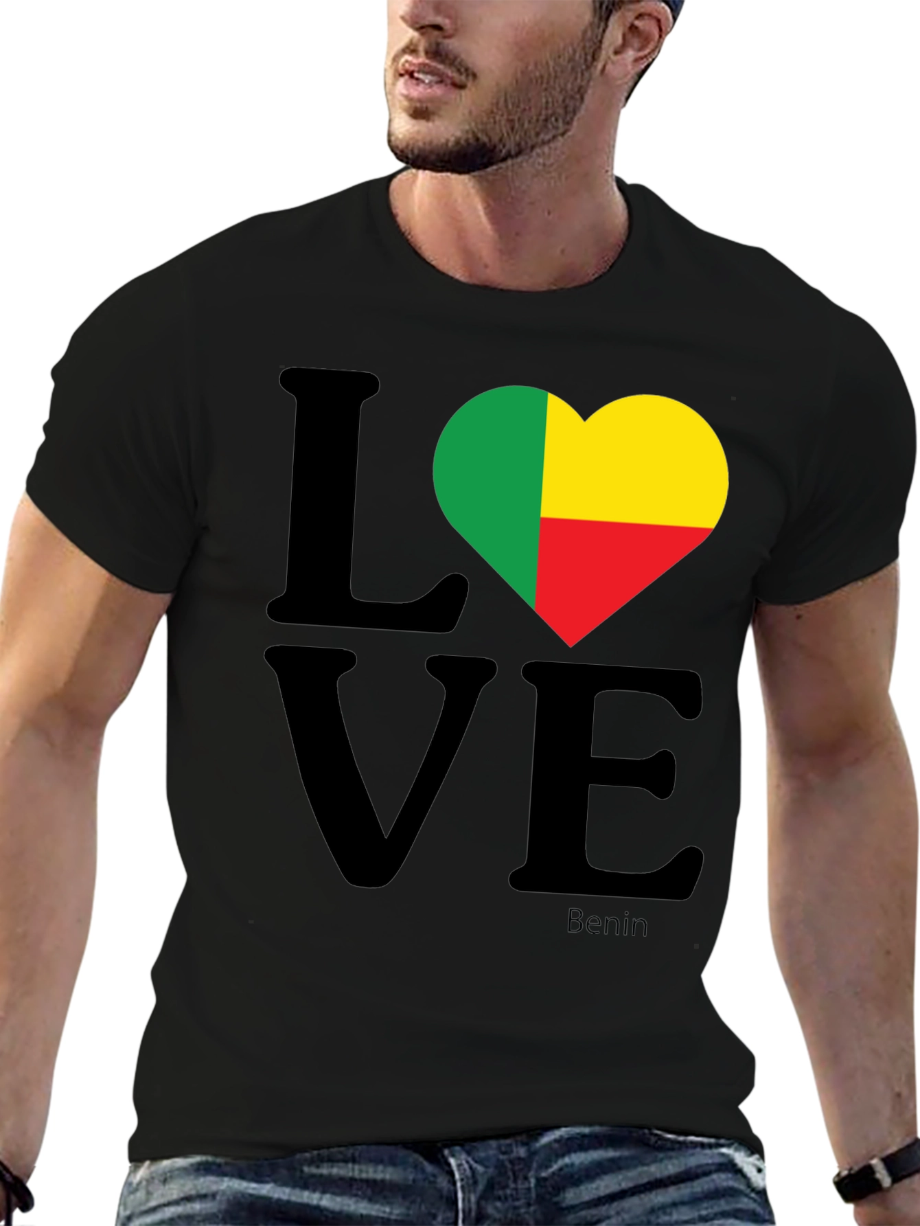 Benin Flag Heart Love T-Shirt