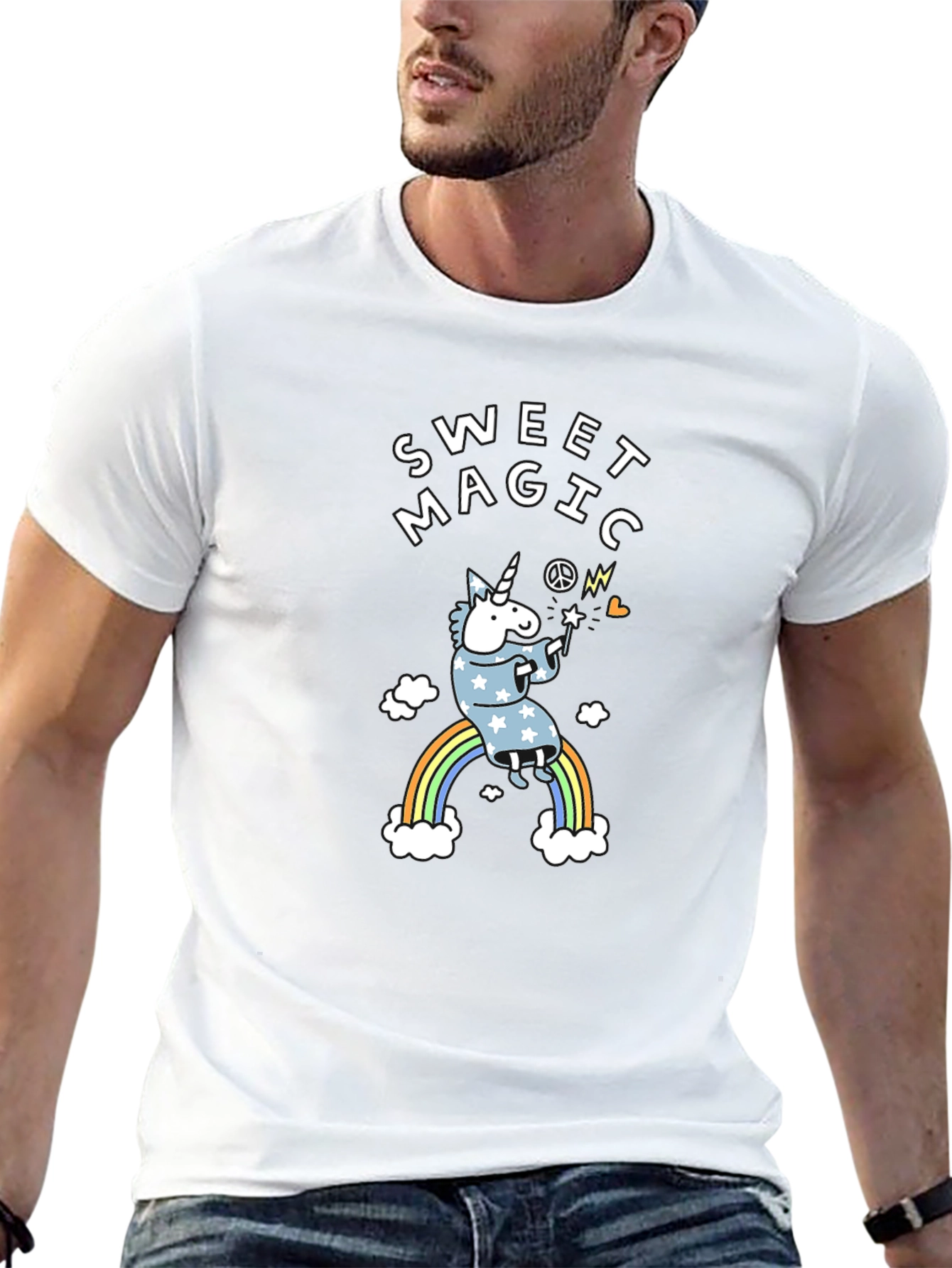 Sweet Magic Unicorn Graphic Black T-Shirt