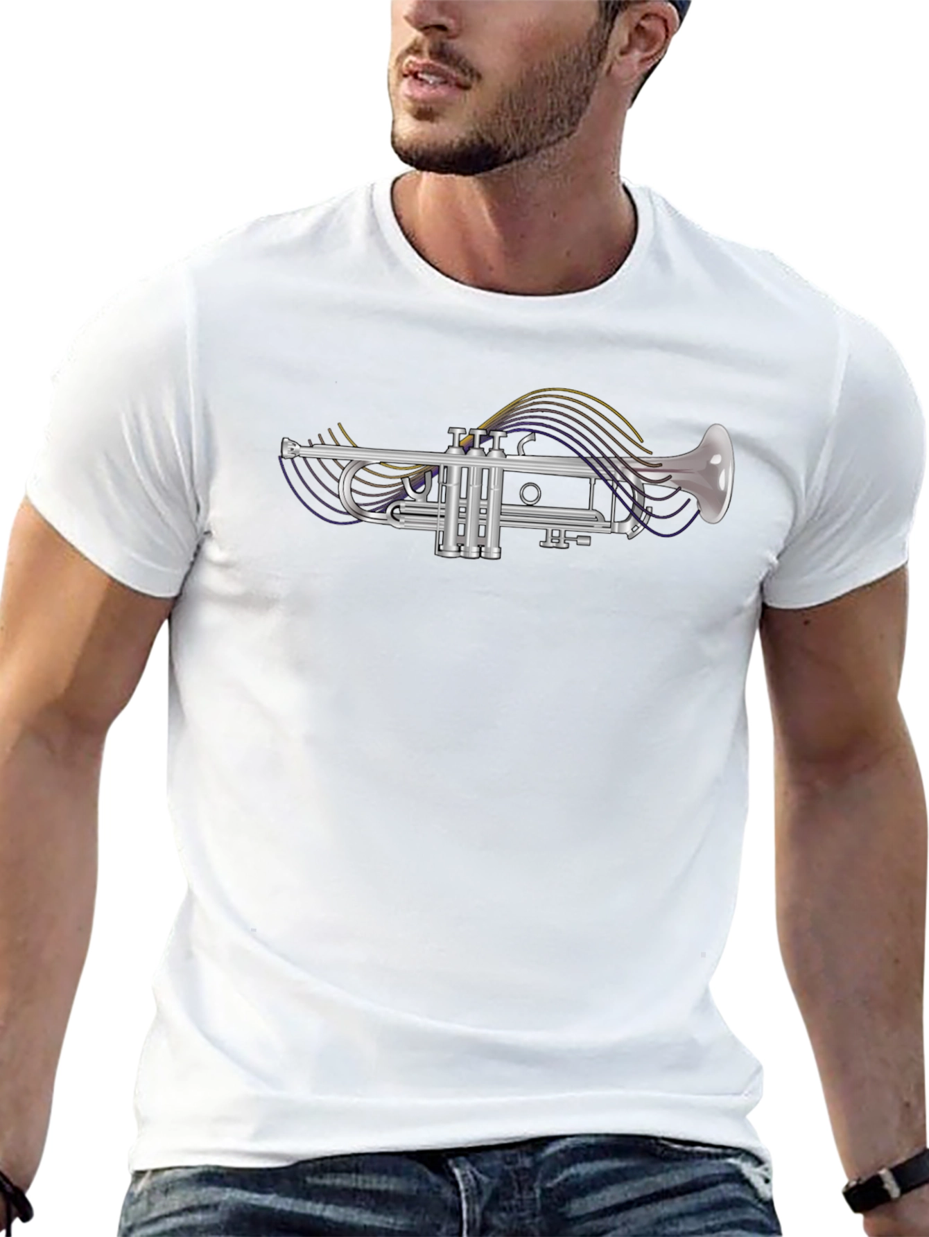 Trumpet Graphic T-Shirt - Black Cotton Tee