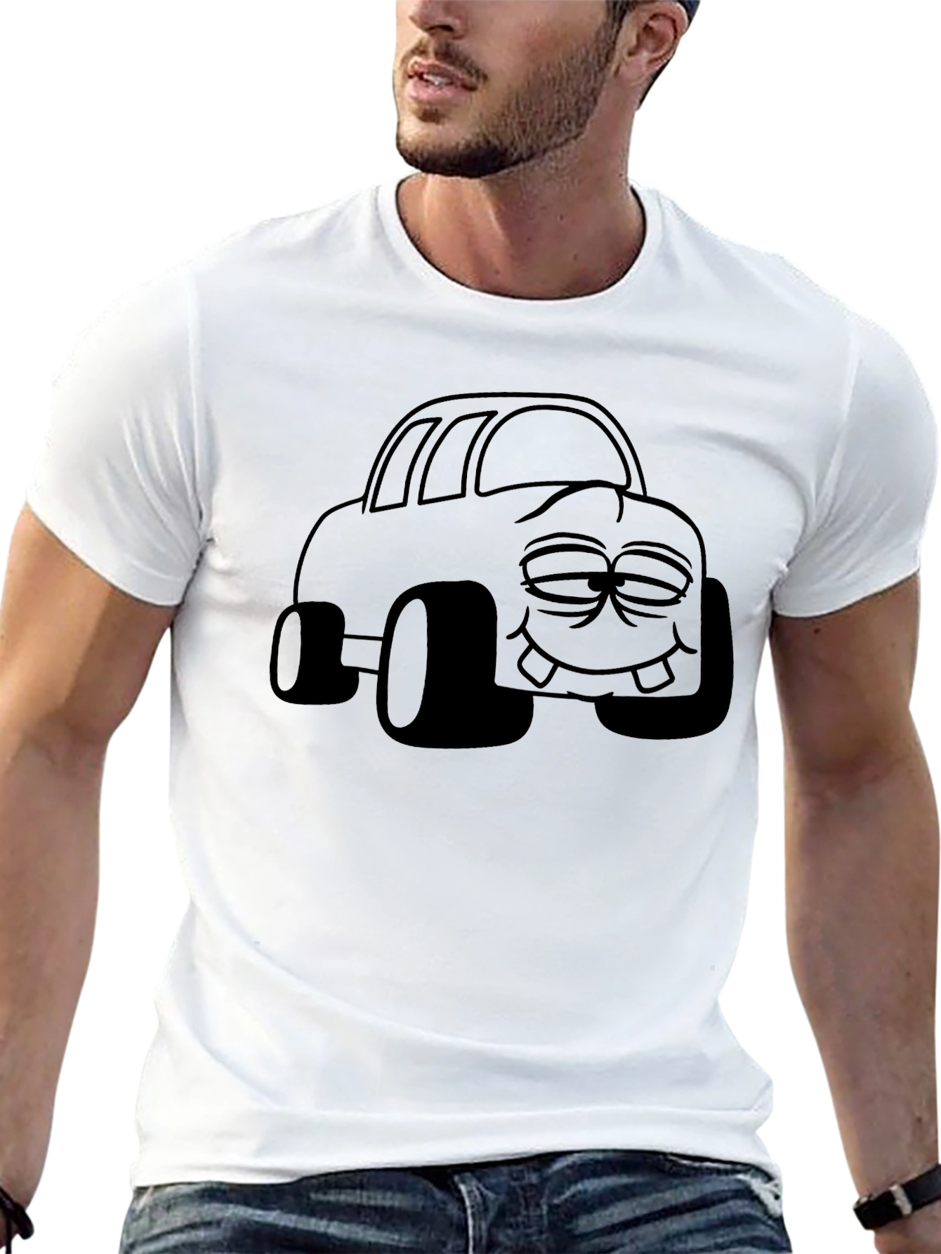 Cartoon Car Graphic Black T-Shirt