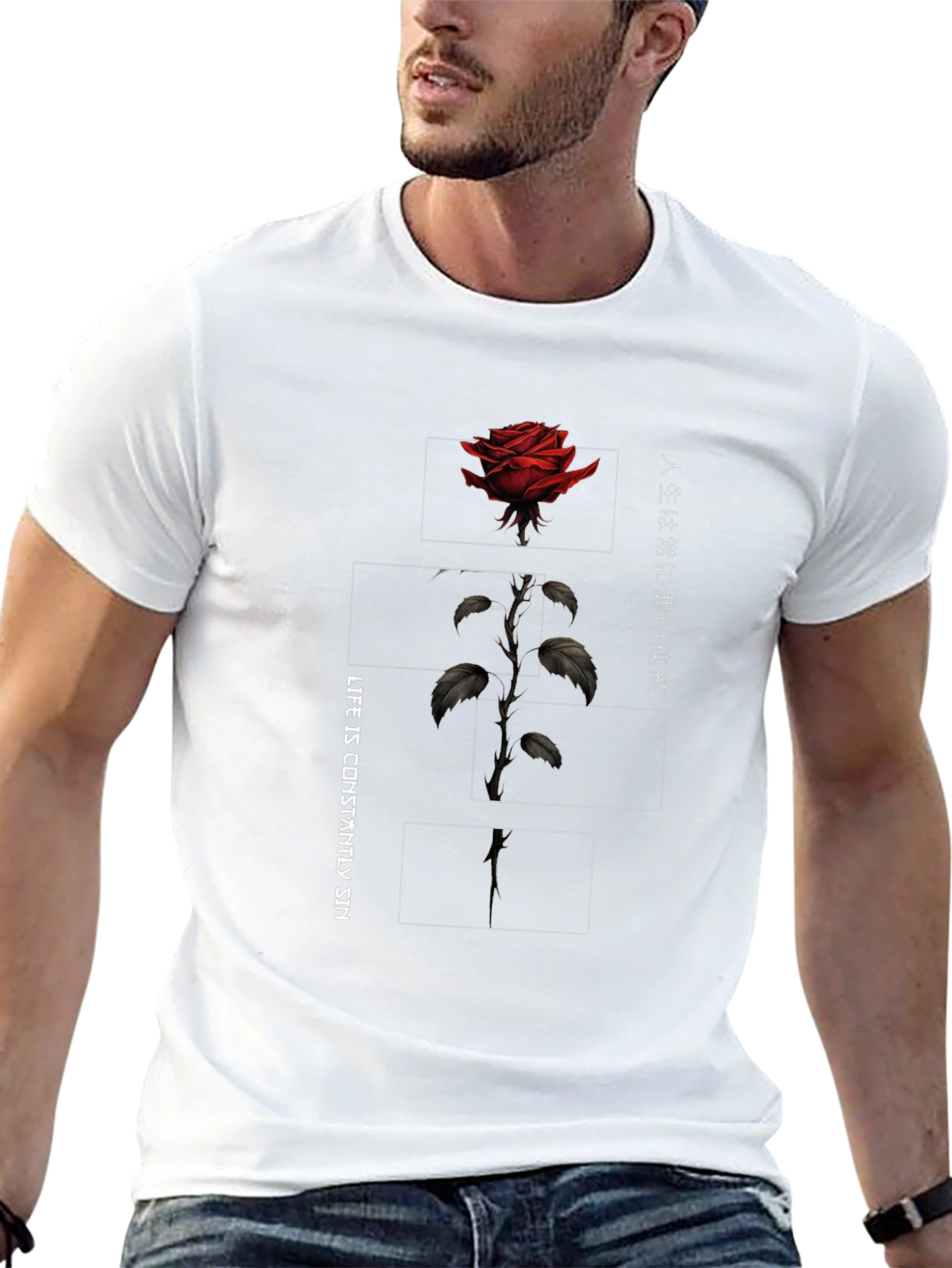 Rose Graphic Print Mens T-Shirt