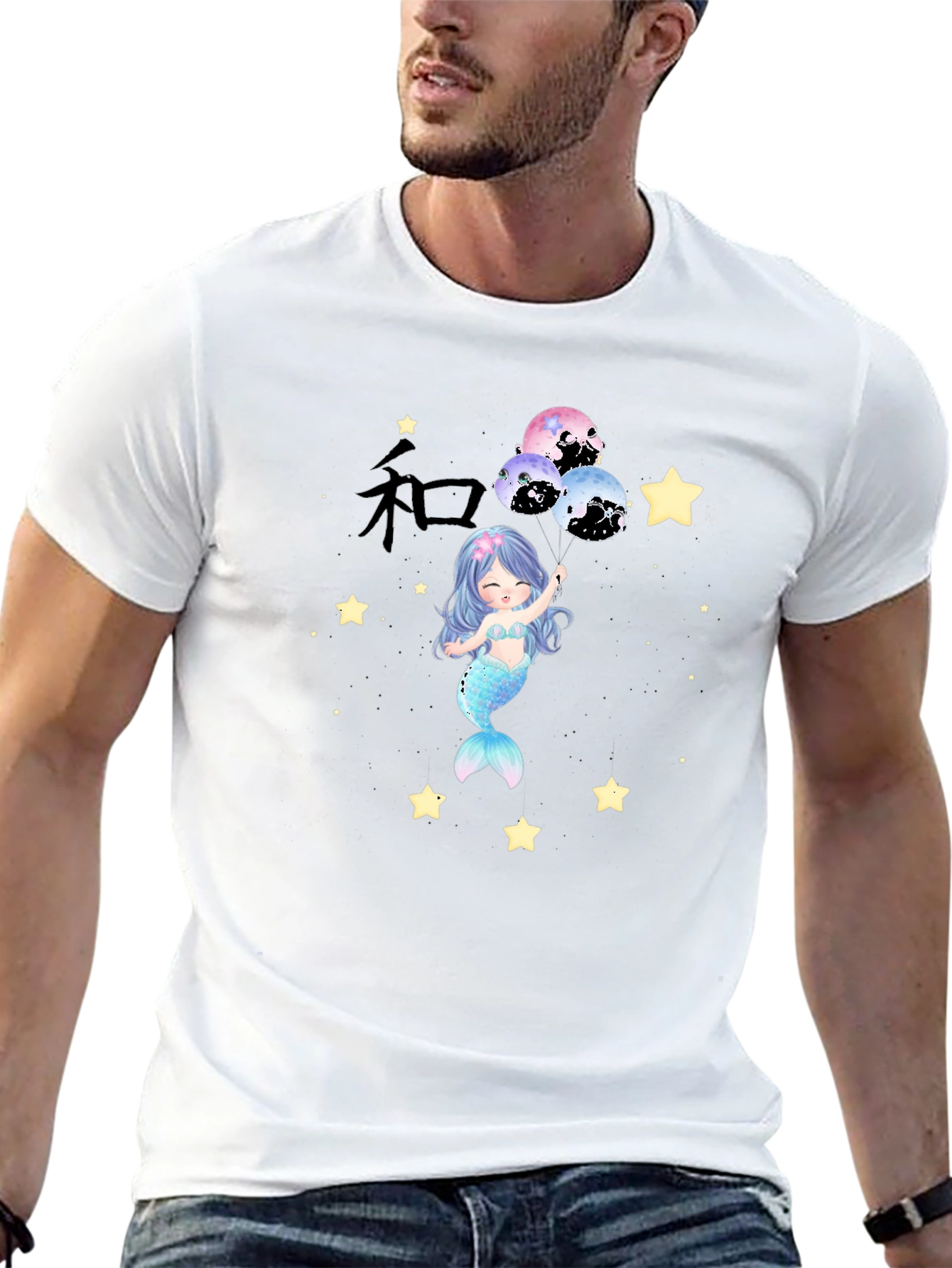 Mermaid Stars Black T-Shirt