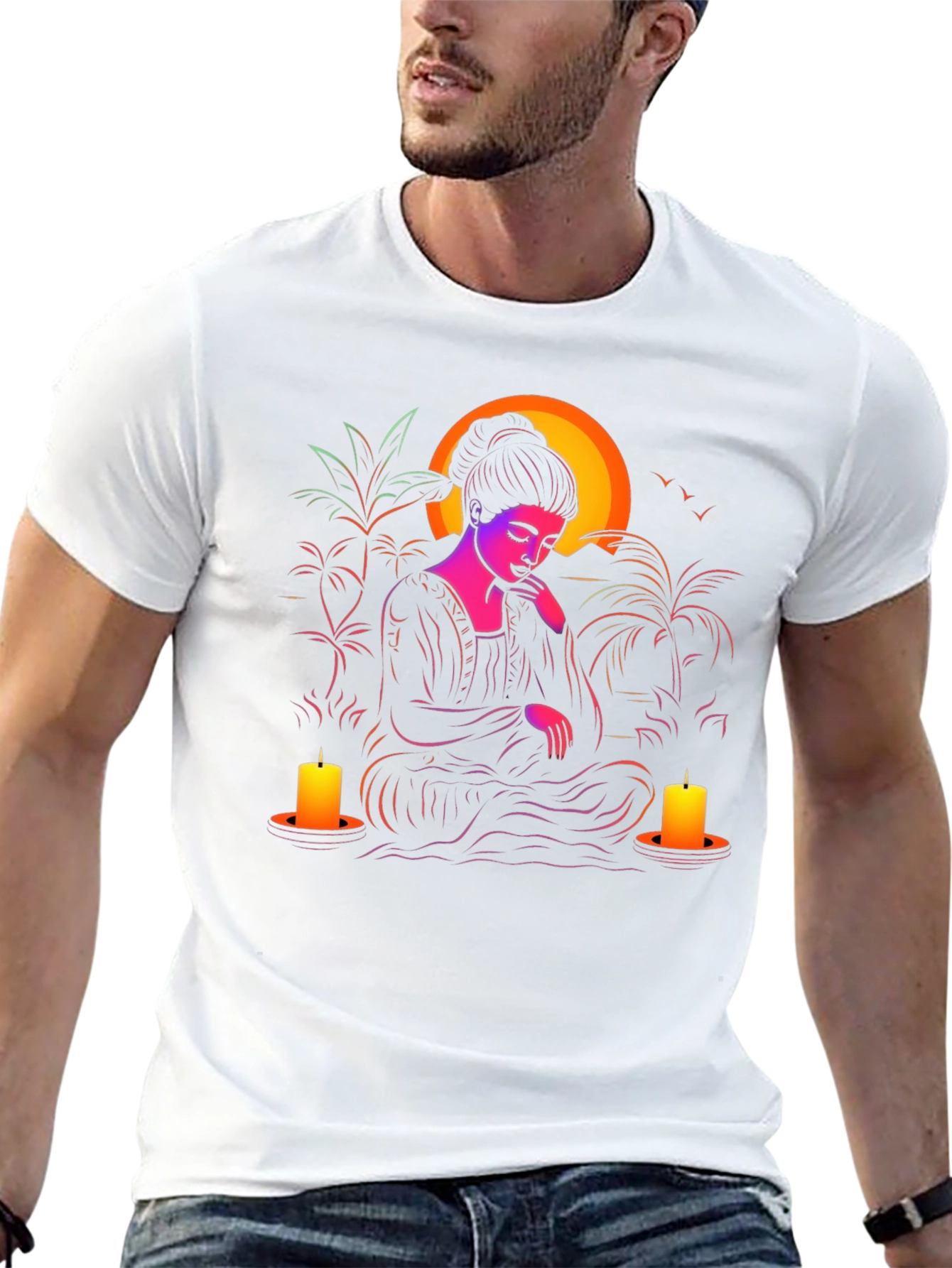 Meditative T-Shirt: Sunset Serenity Design