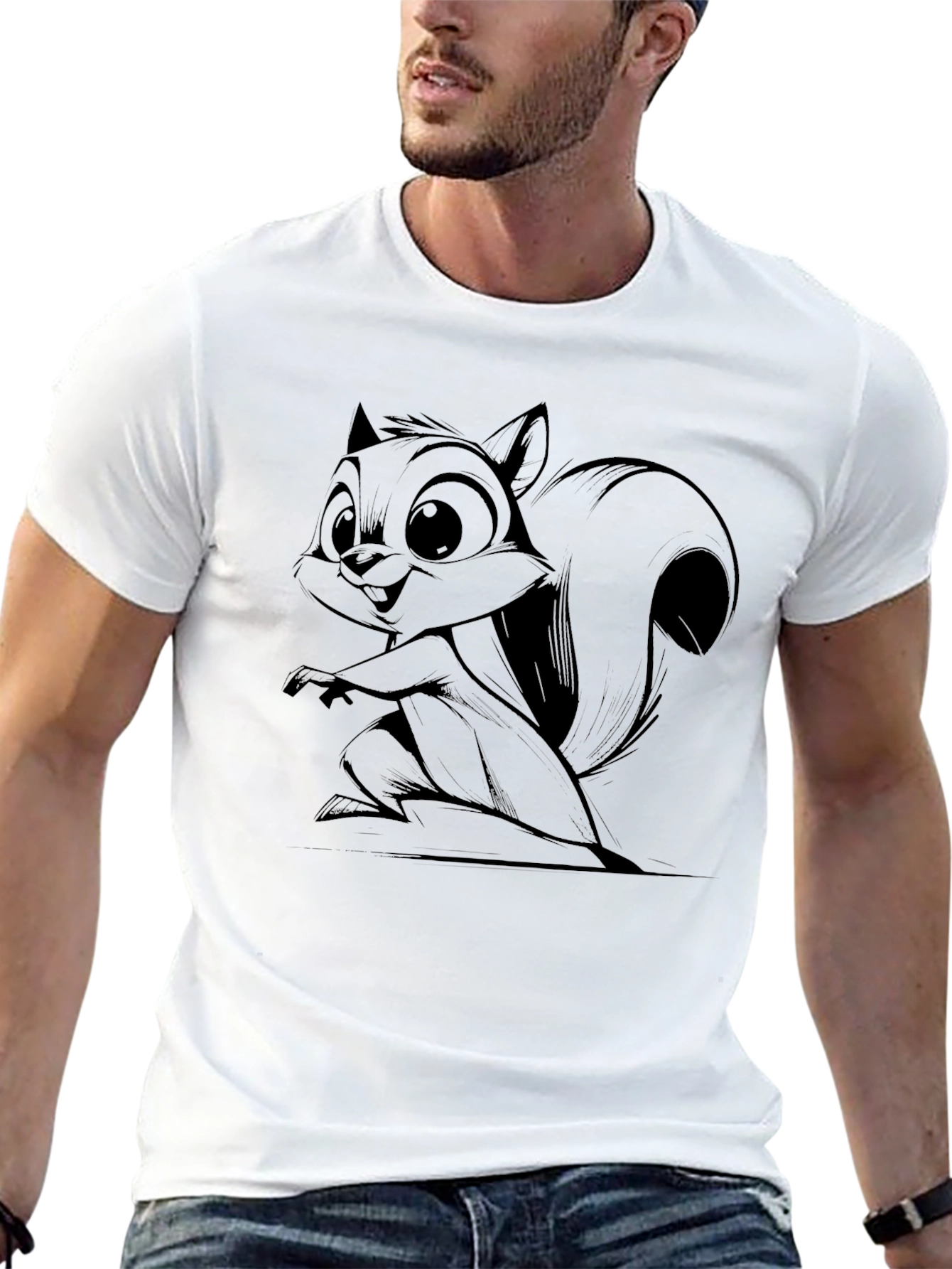 Black Squirrel Cartoon Graphic T-Shirt