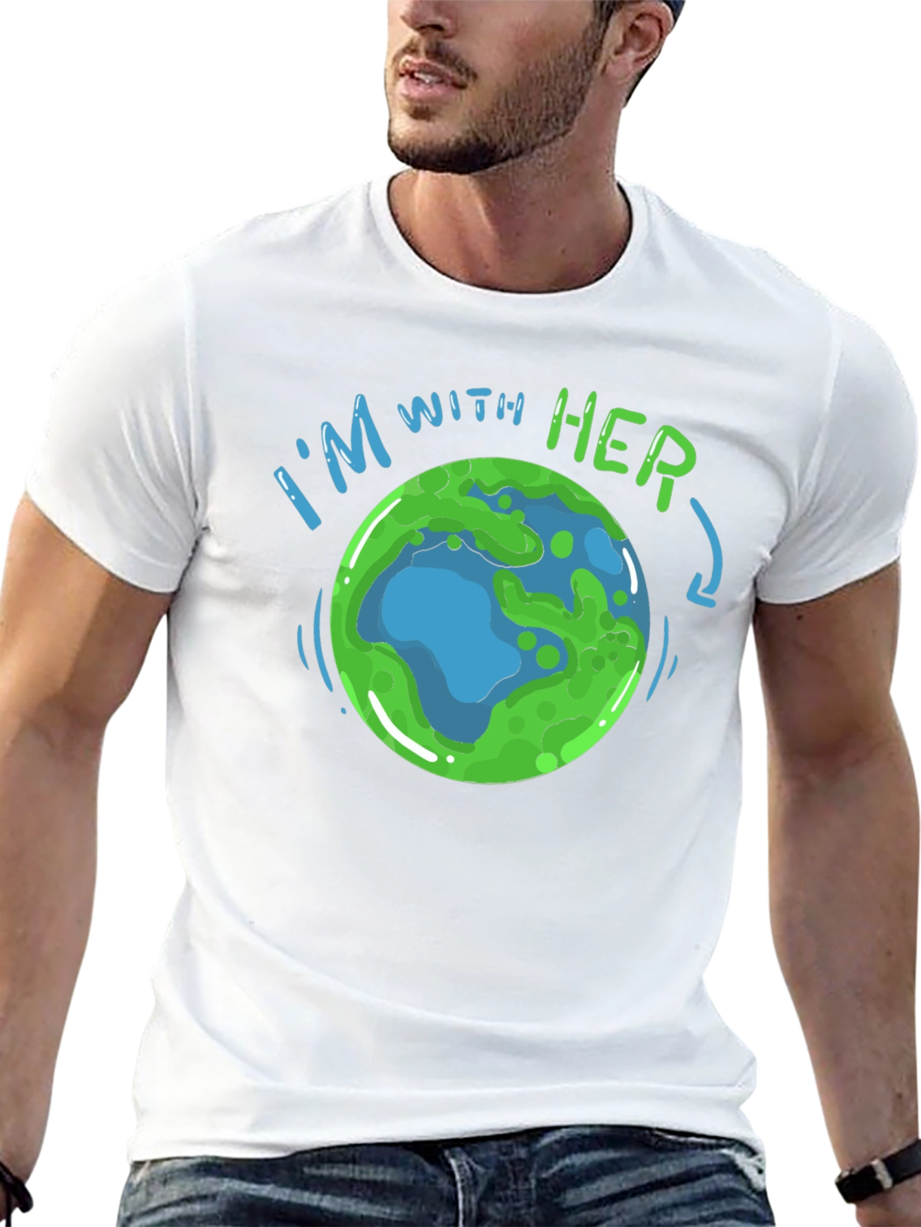 Im With Her Earth Graphic T-Shirt - Black