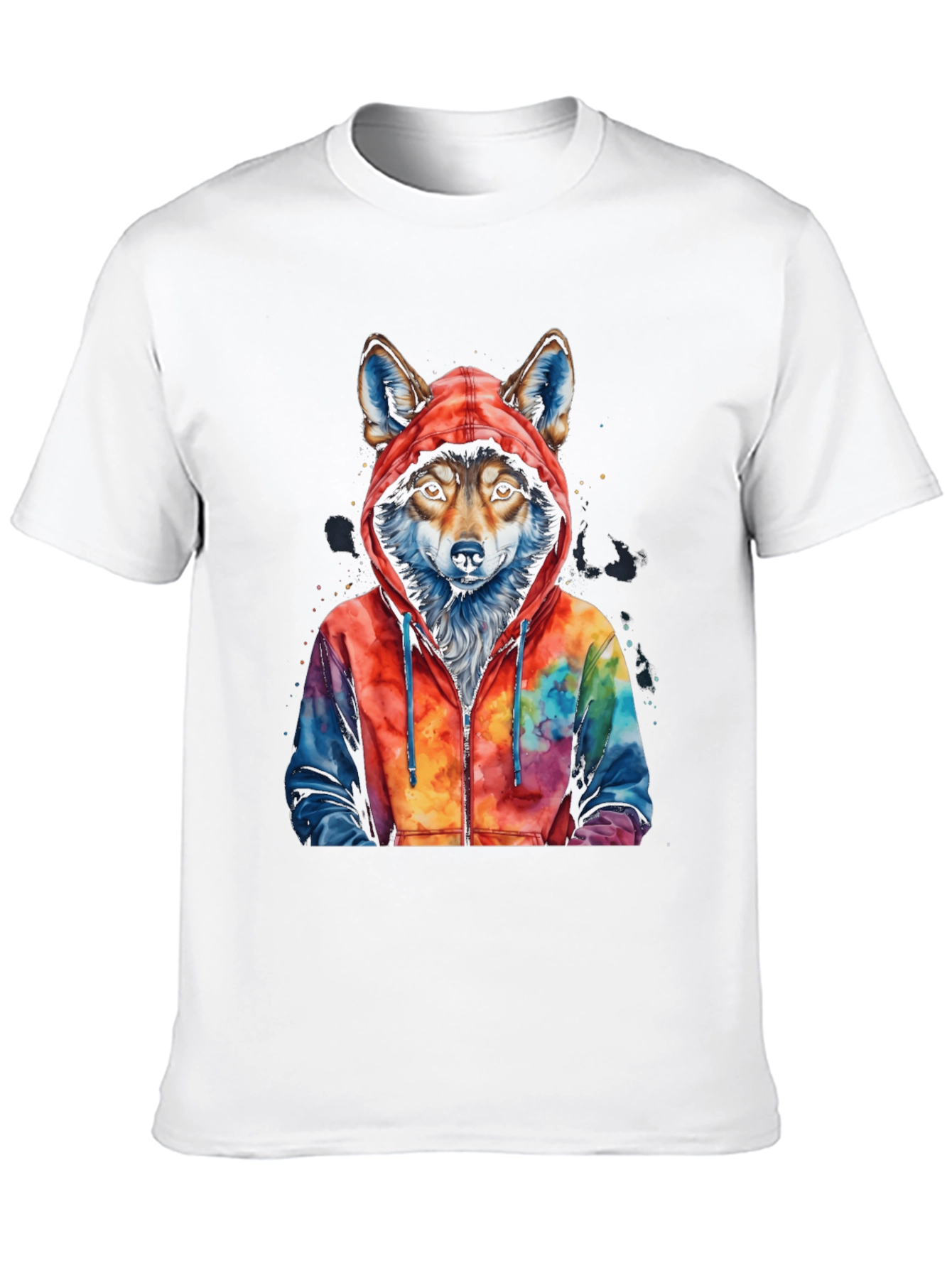 Wolf in Hoodie Graphic T-Shirt