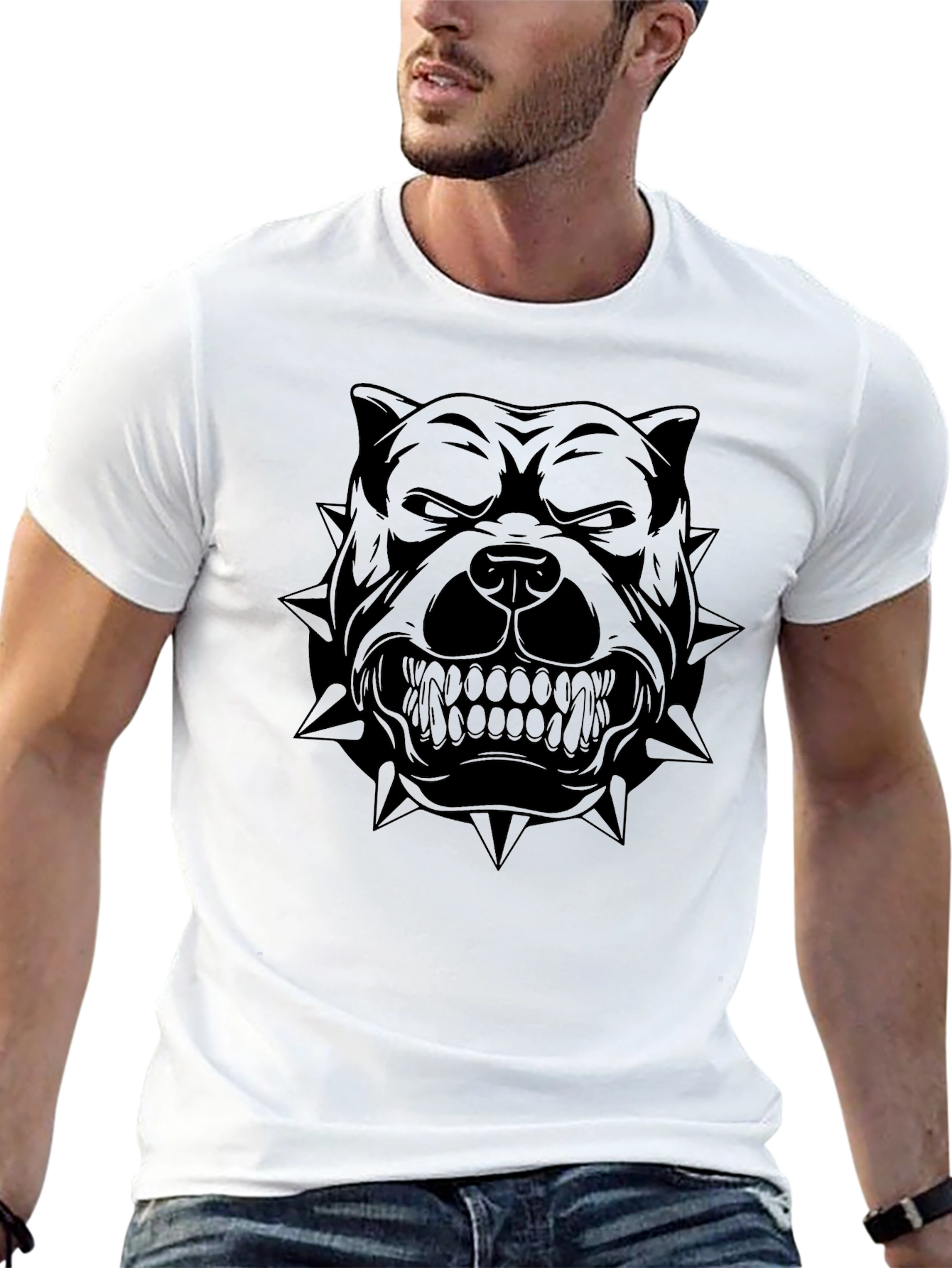 Mens Black Pitbull Graphic T-Shirt