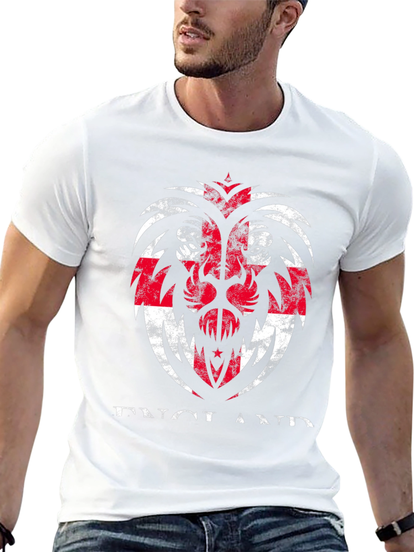 England Flag Lion Graphic T-Shirt