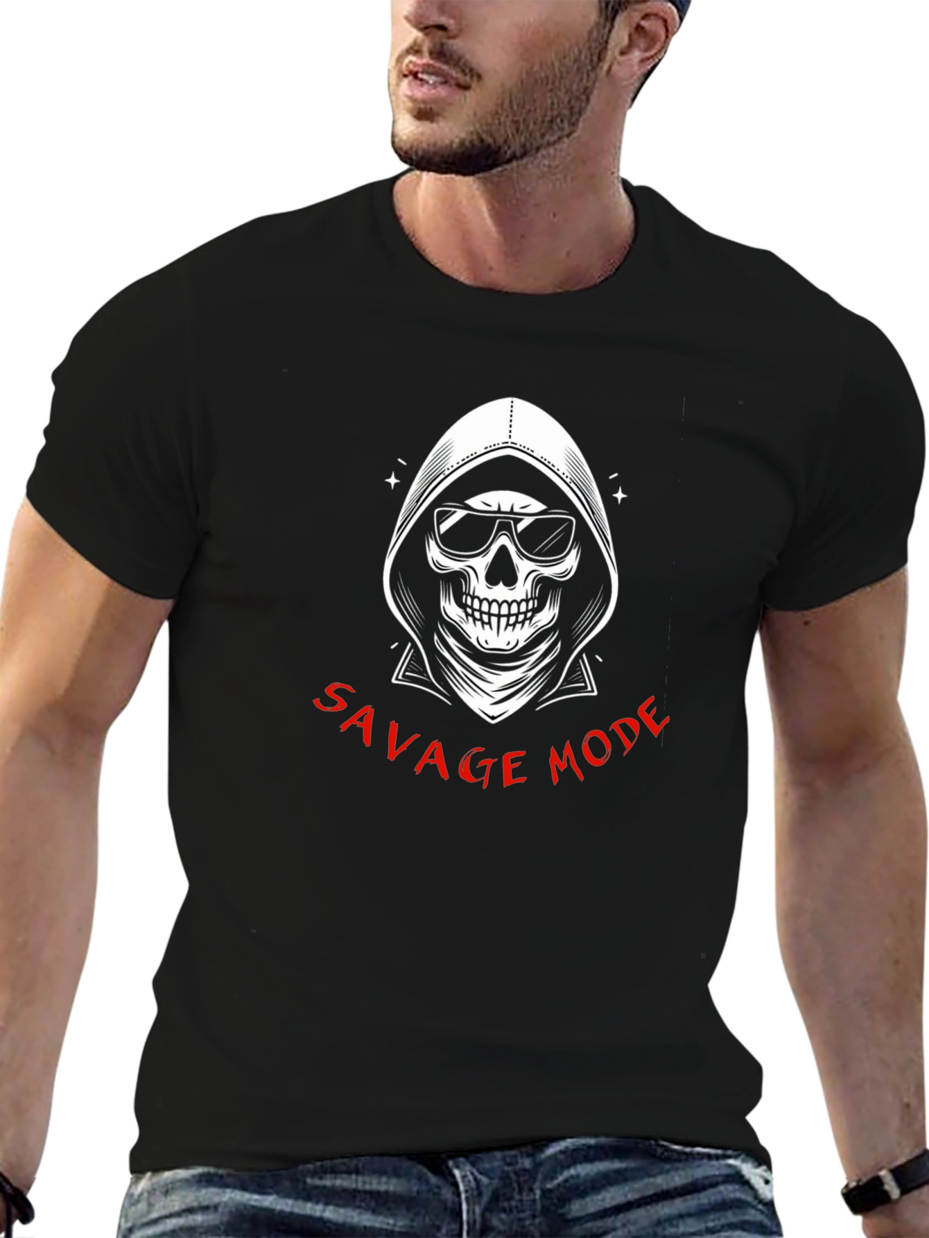 Savage Mode Skull Graphic Tee - Edgy Fashion