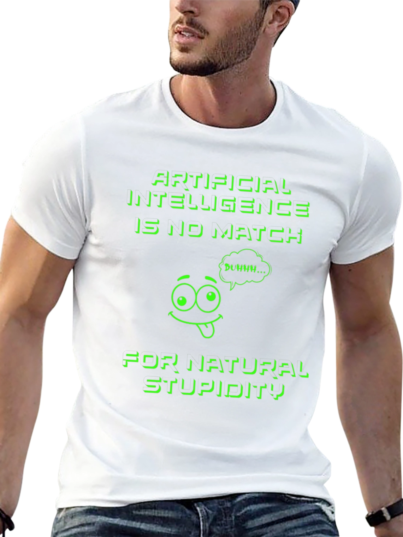 Funny AI vs. Stupidity Graphic T-Shirt