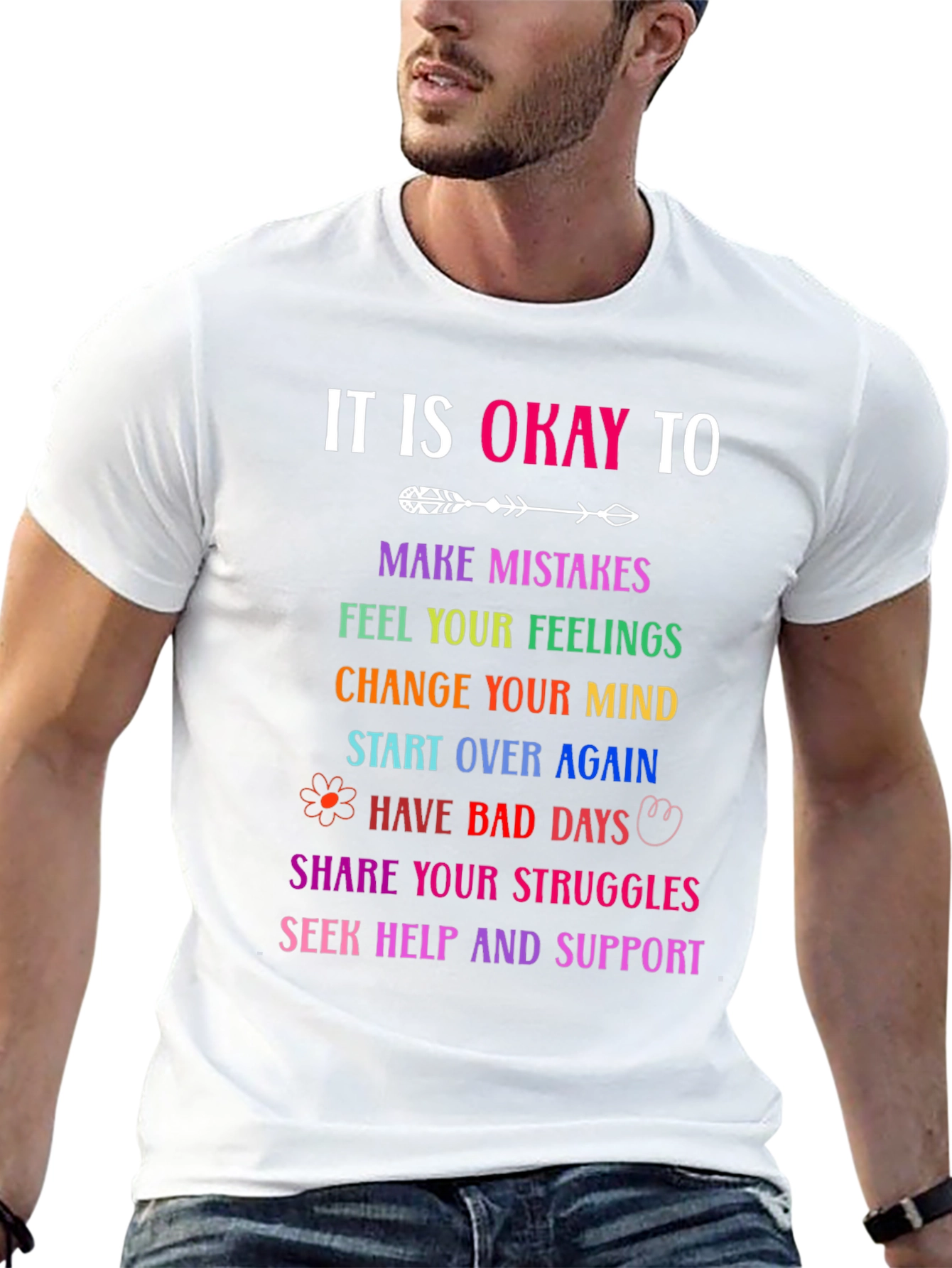It Is Okay To Rainbow Graphic T-Shirt