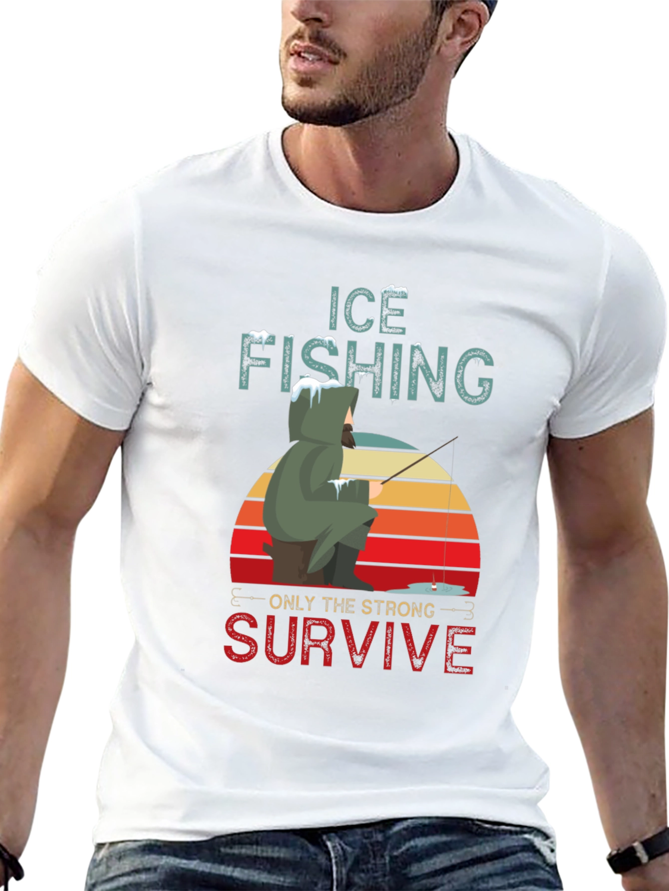 Ice Fishing T-Shirt - Only The Strong Survive