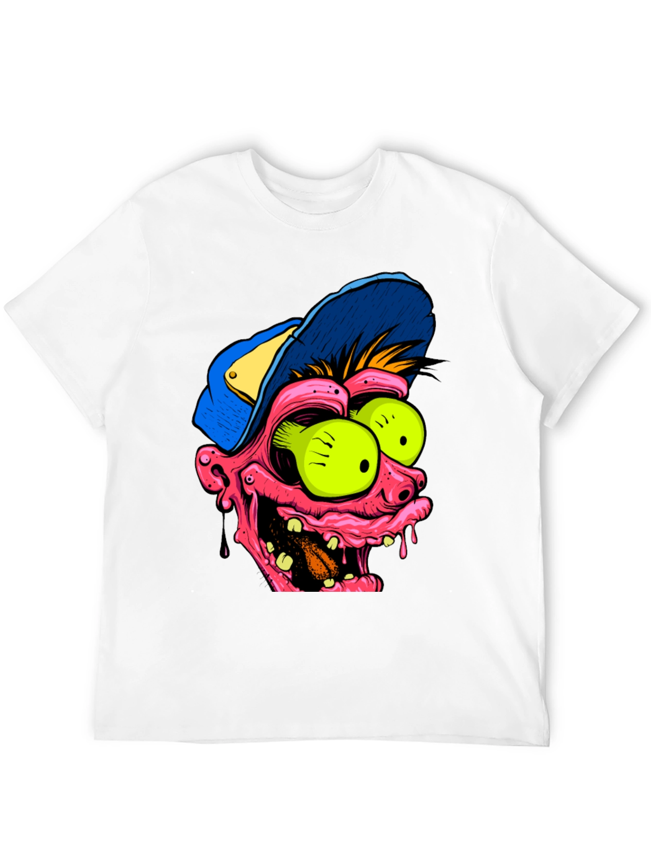 Cartoon Monster Face Graphic Black T-Shirt