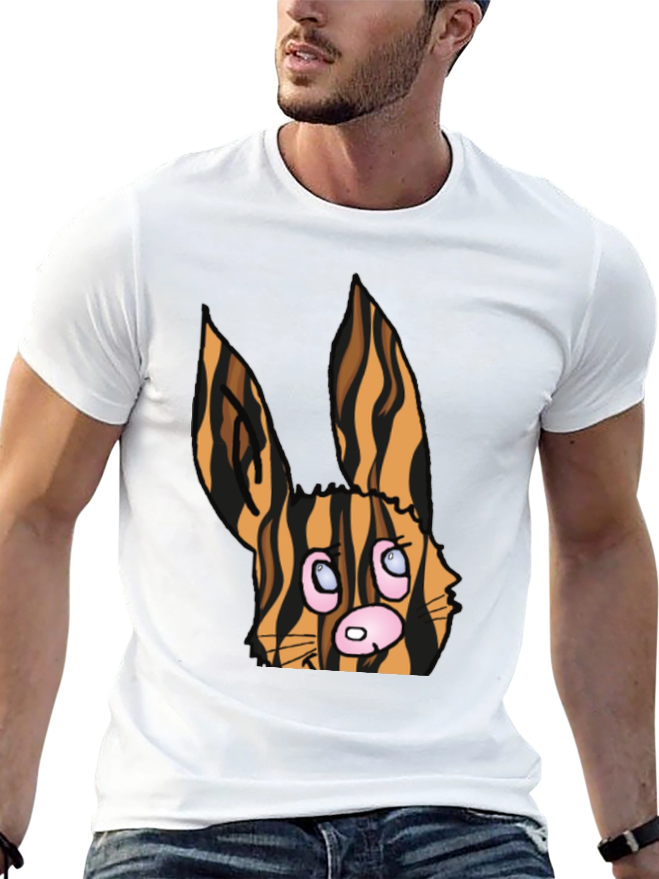 Cartoon Tiger Bunny Black T-Shirt