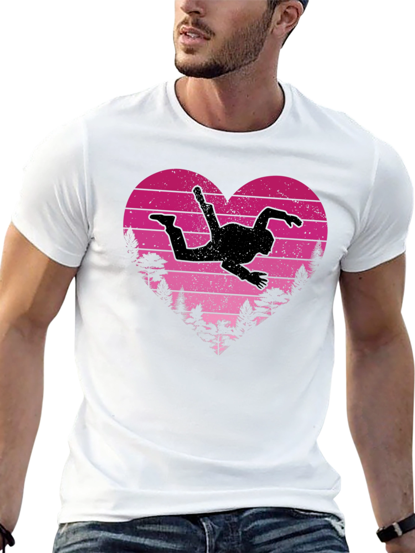 Skydiving Heartbeat T-Shirt - Black
