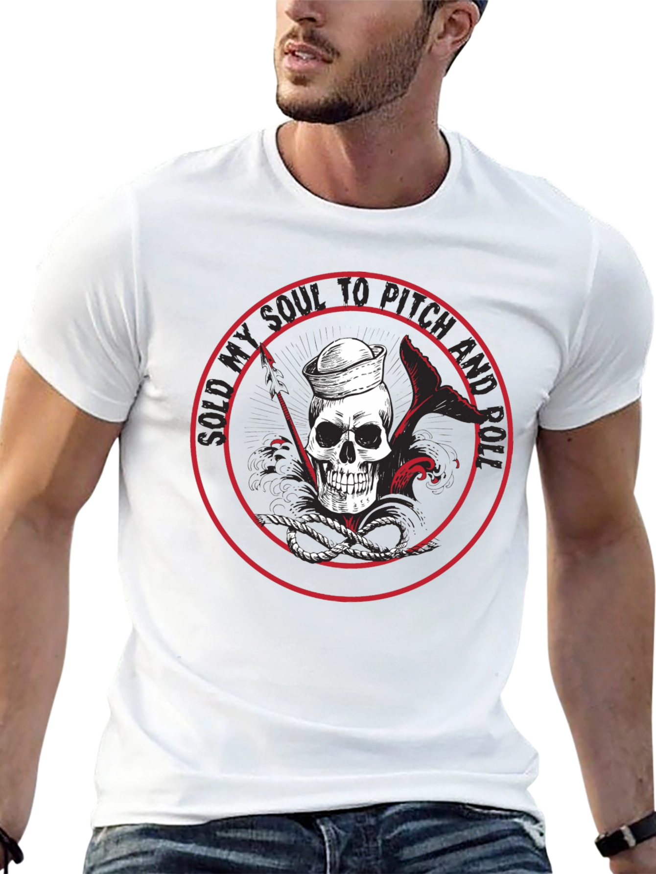 Rock and Roll Skull Graphic T-Shirt