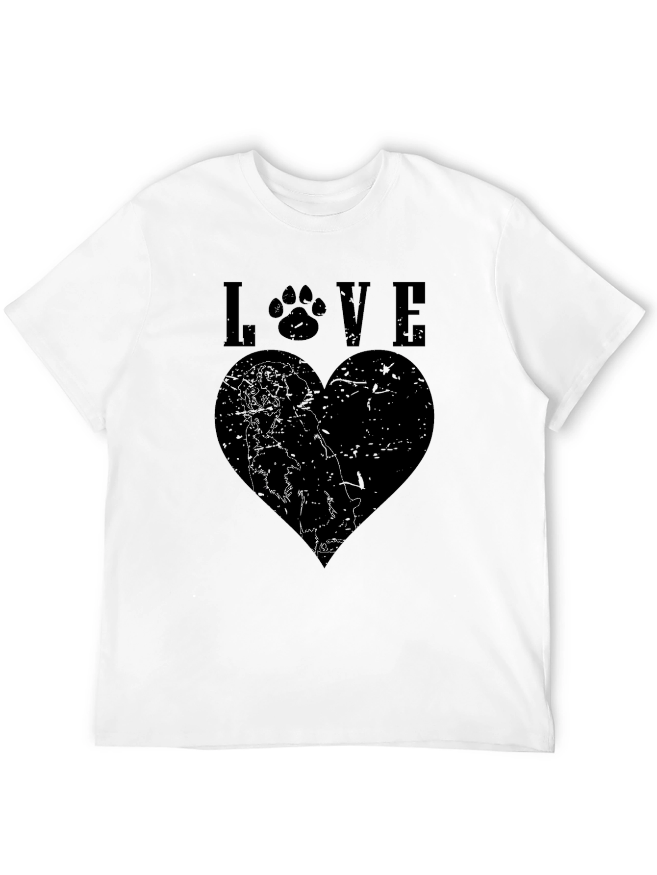 Dog Lover Heart Graphic Black T-Shirt