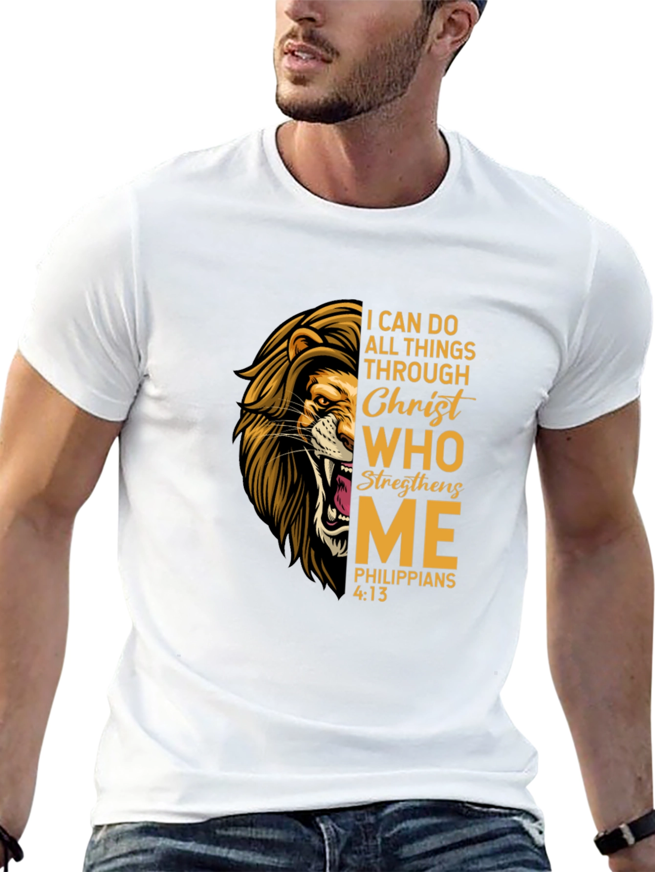 Lion Christ Quote Graphic T-Shirt