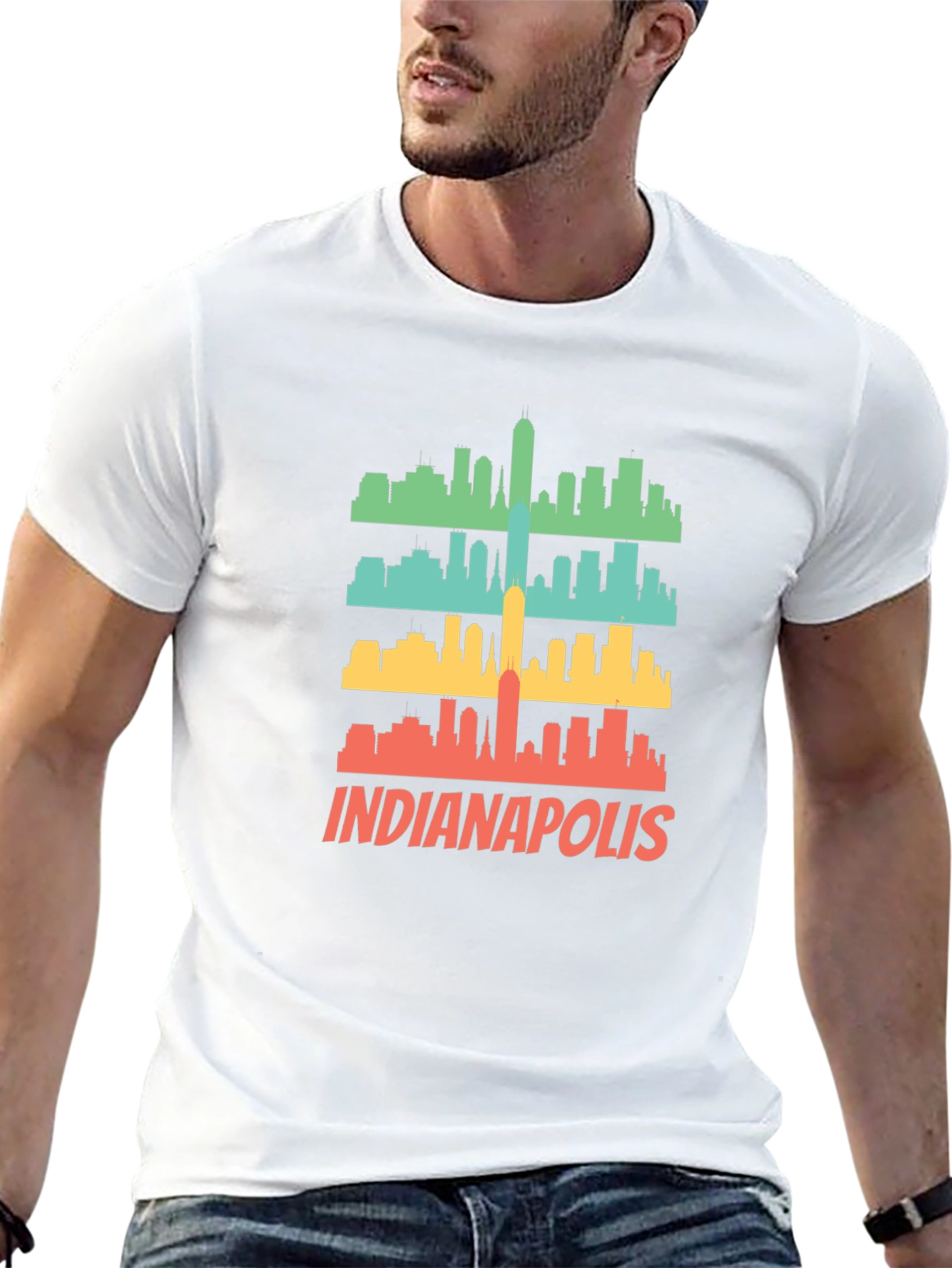 Indianapolis Skyline Retro T-Shirt