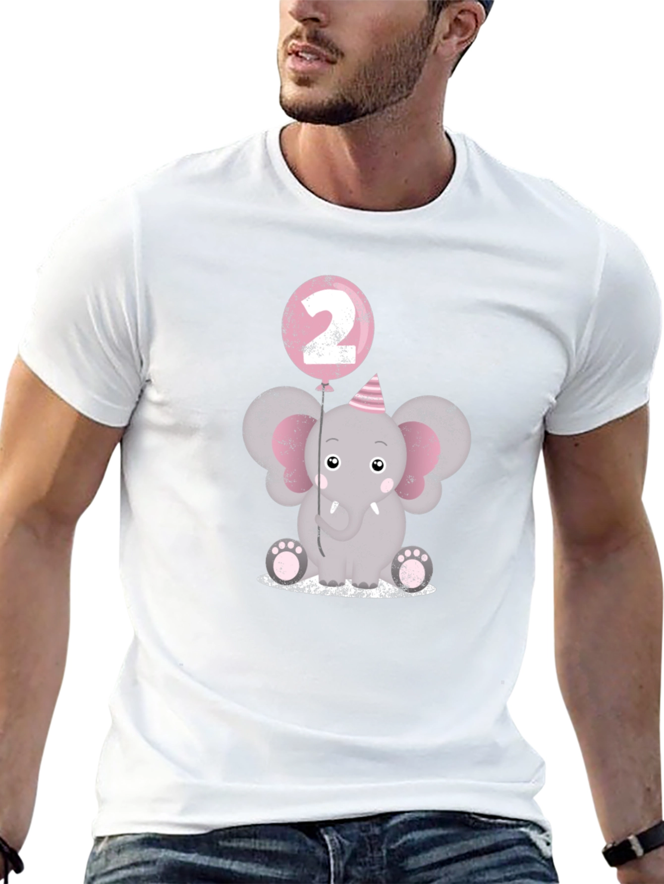 Cute Elephant 2nd Birthday Black T-Shirt