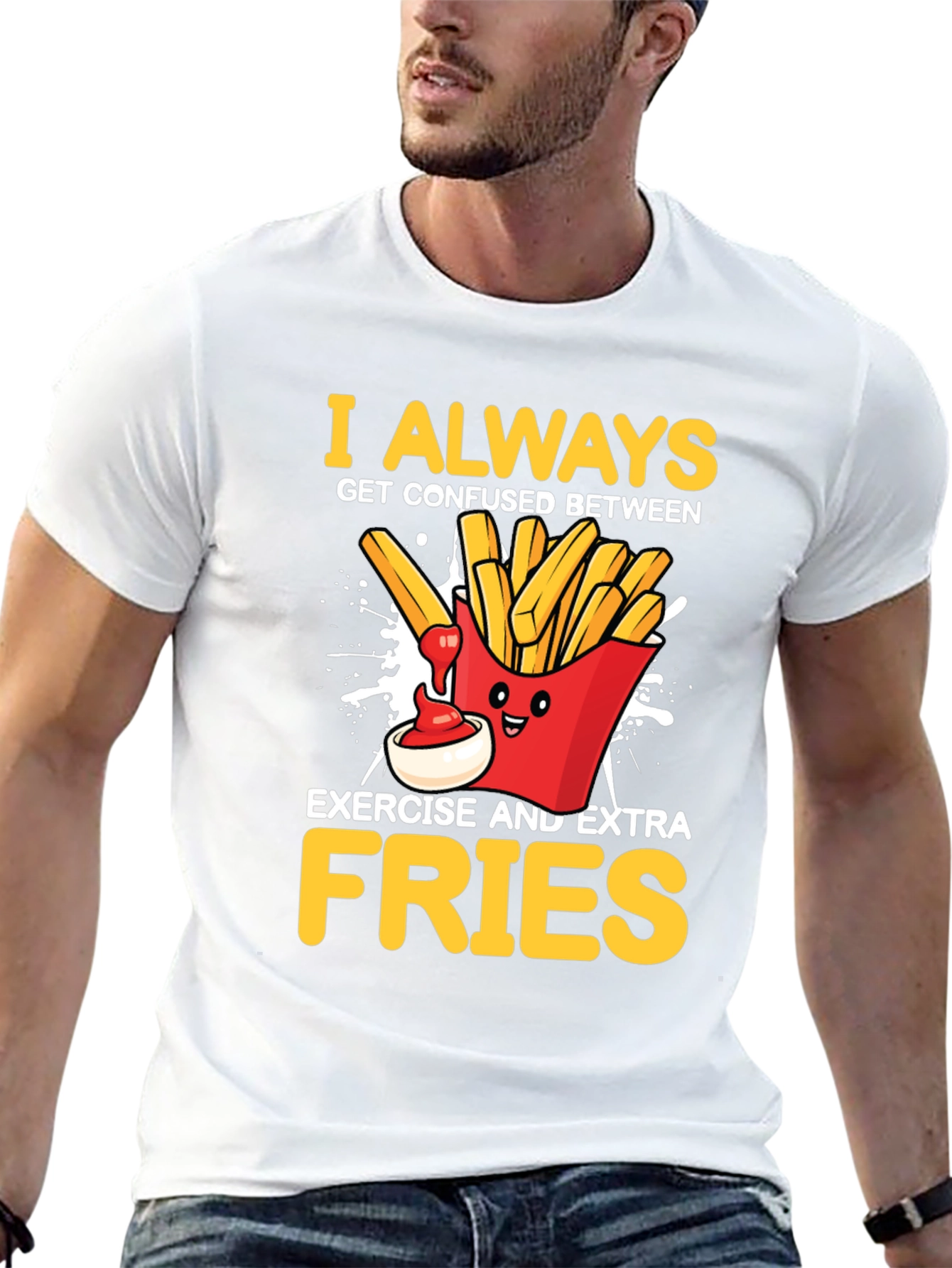 Funny Fries Graphic Tee - Exercise vs. Fries