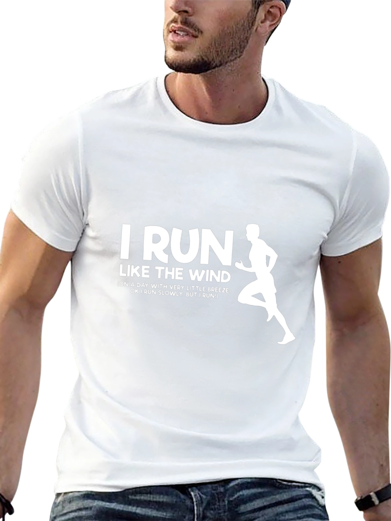 I Run Like the Wind Mens Black Graphic T-Shirt