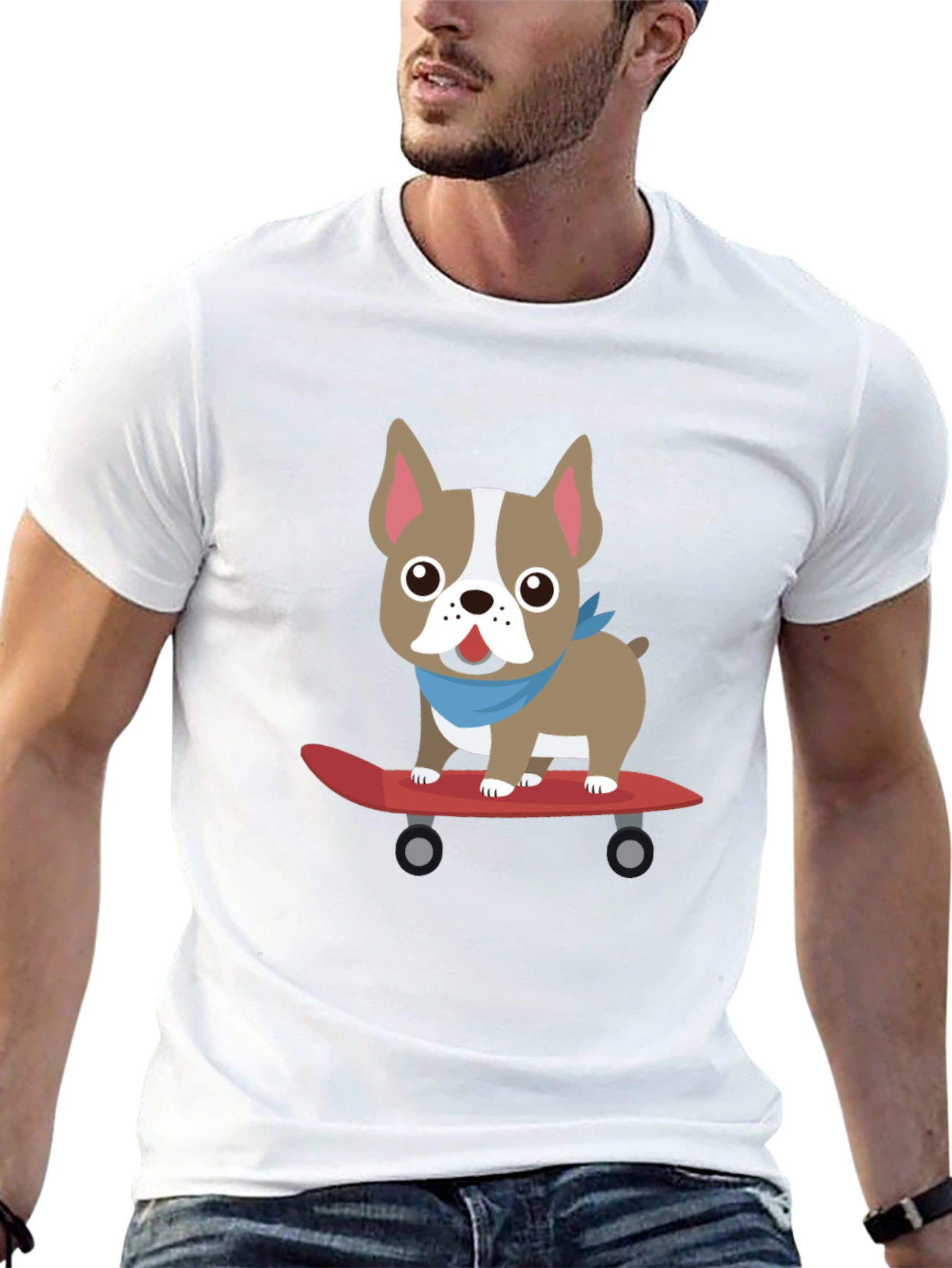 Dog on Skateboard Graphic T-Shirt