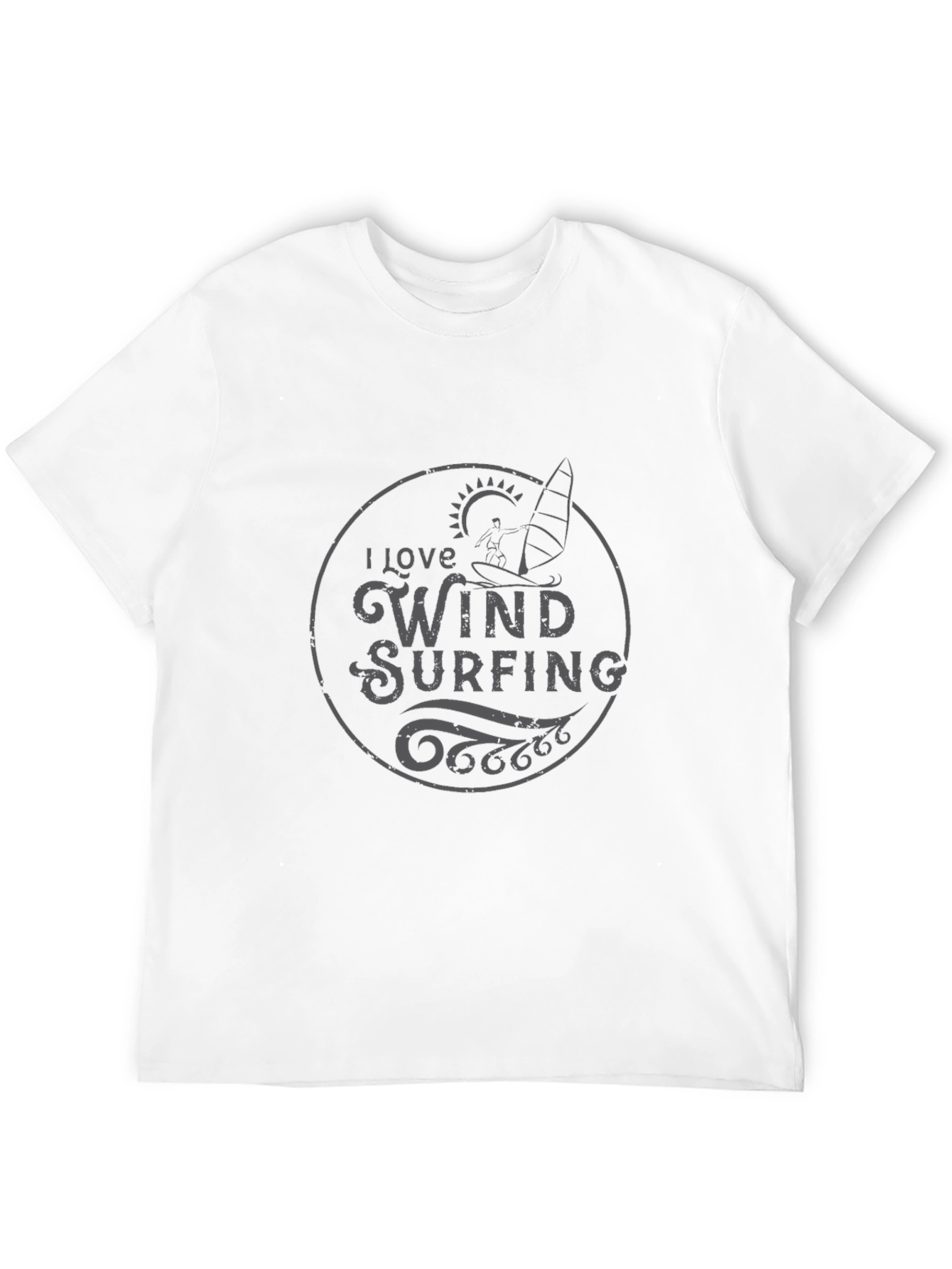 I Love Windsurfing Black T-Shirt