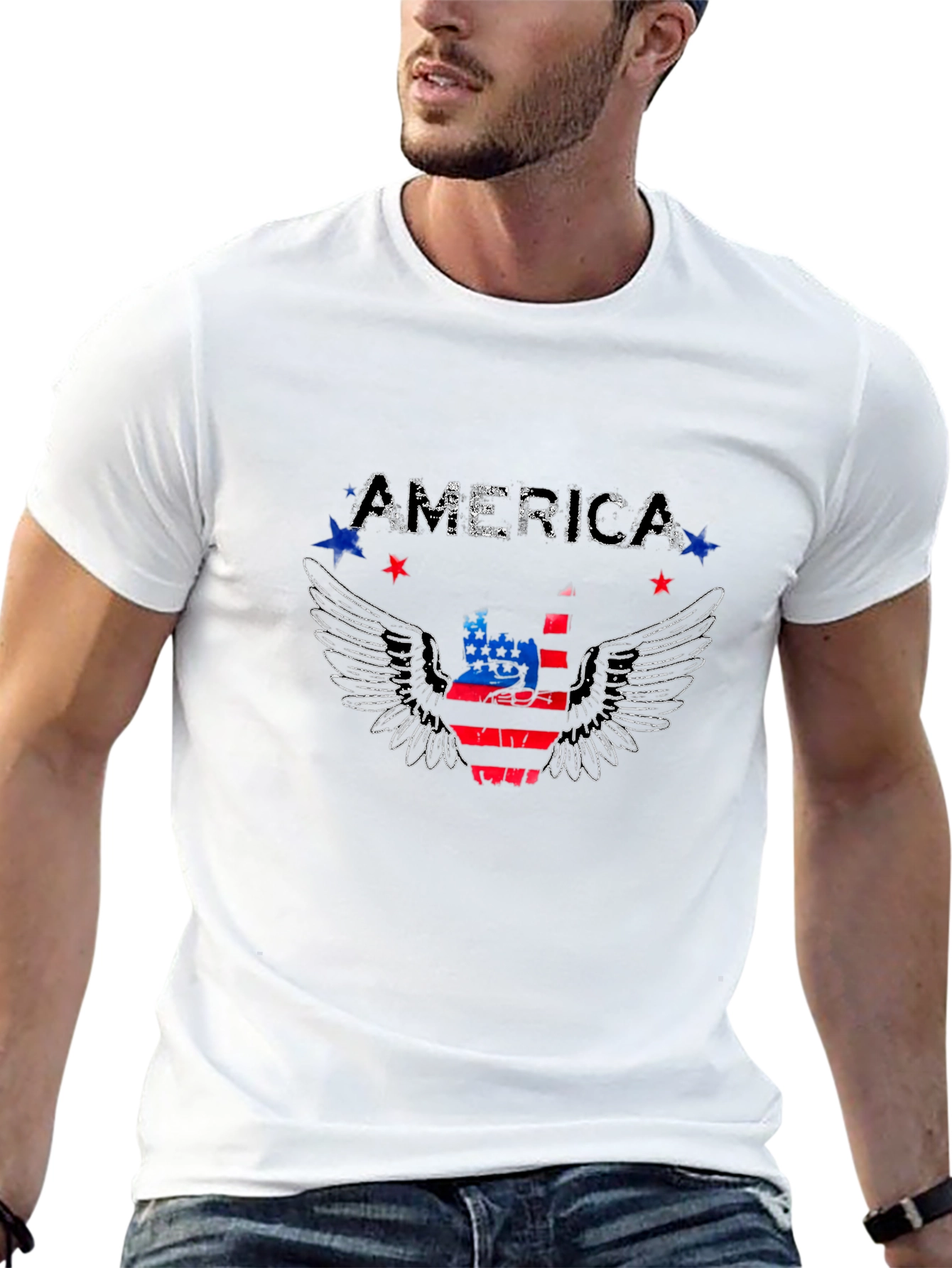 America Flag Eagle Wings Graphic T-Shirt