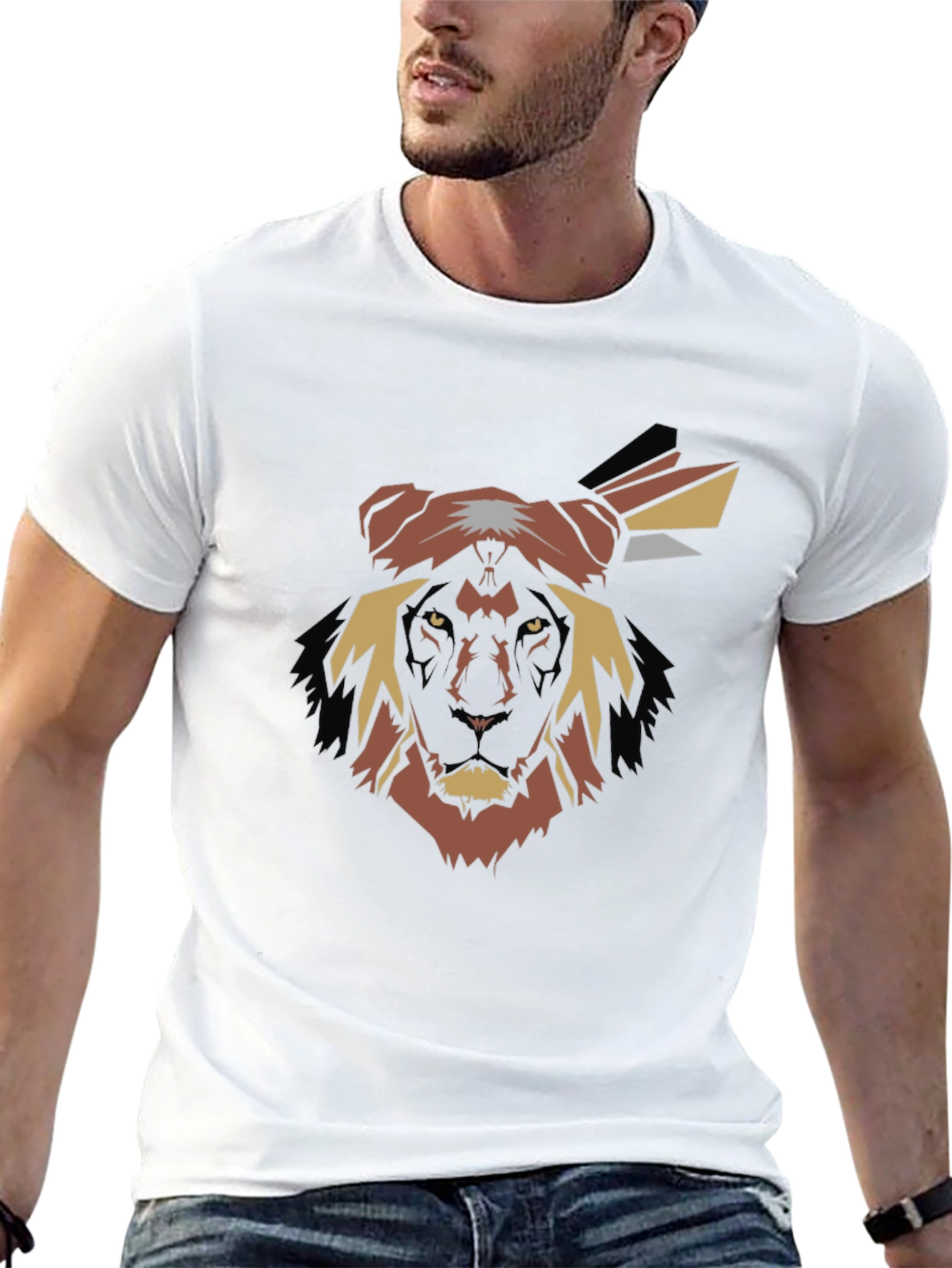 Lion Chief Black T-Shirt - Bold Graphic Tee