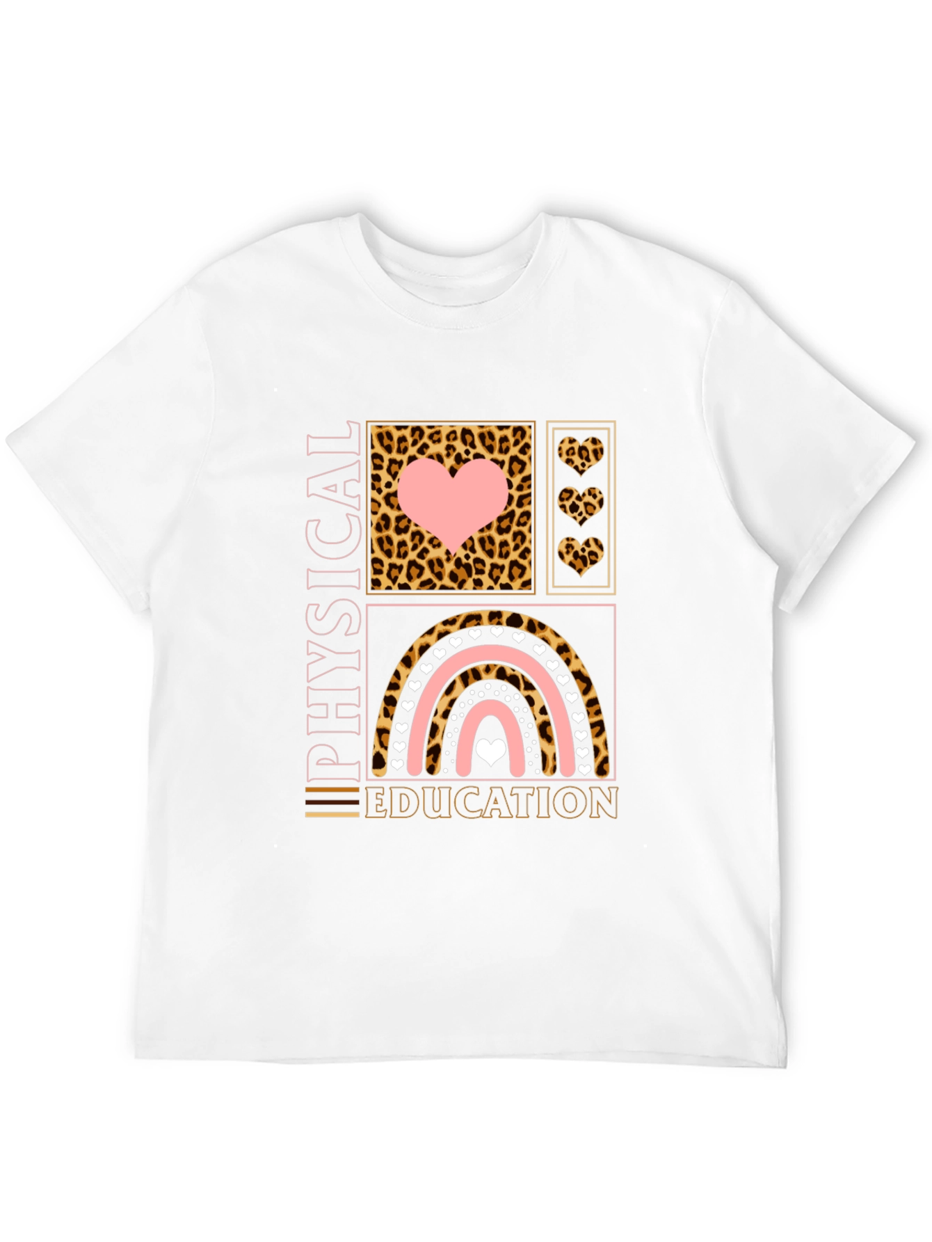 Physical Education Teacher Shirt Leopard Rainbow Heart PE Tee