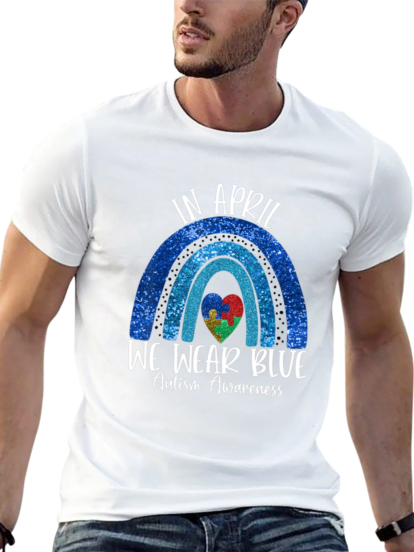 Autism Awareness Blue Rainbow T-Shirt