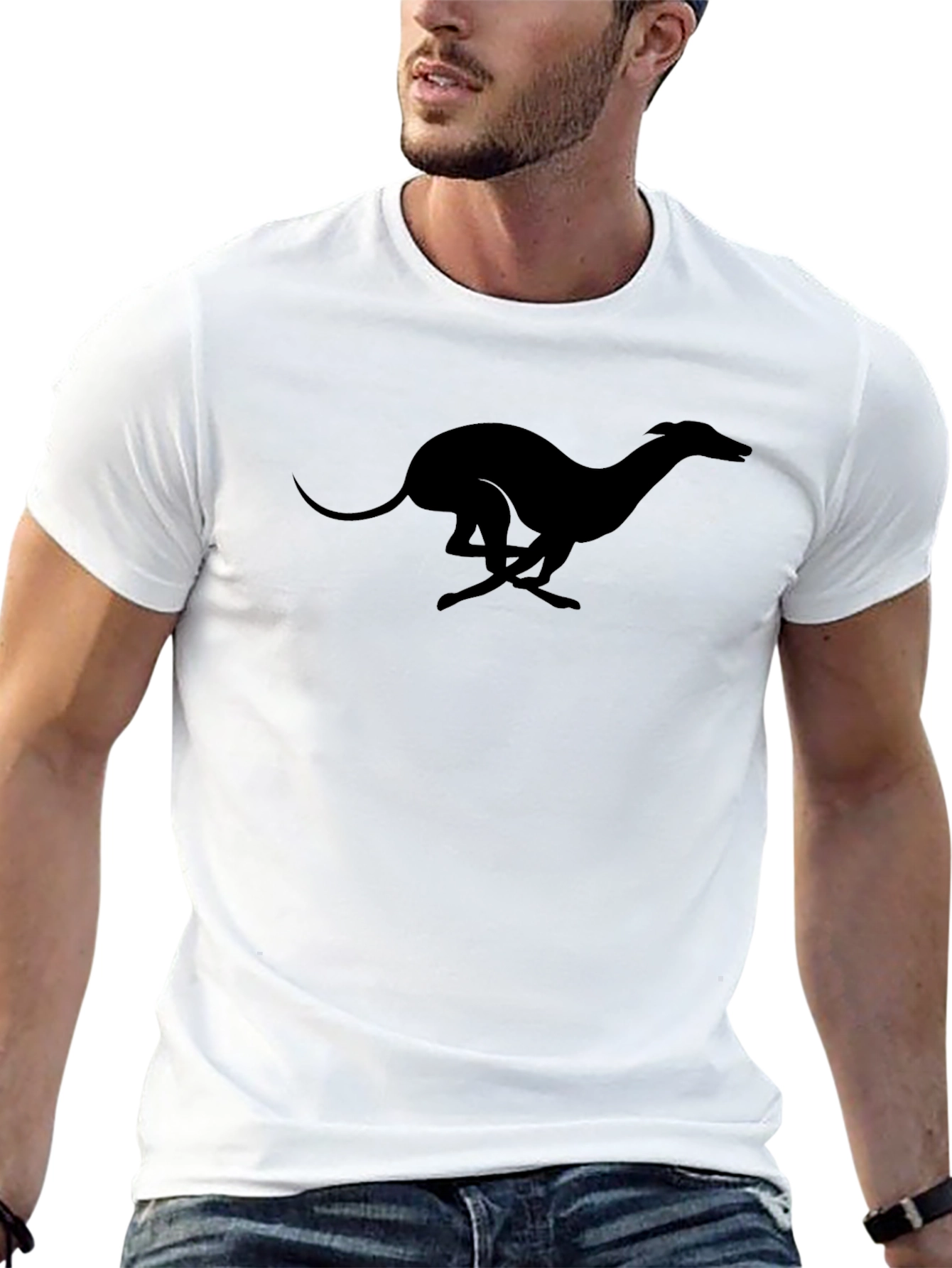 Sleek Greyhound Silhouette Black T-Shirt