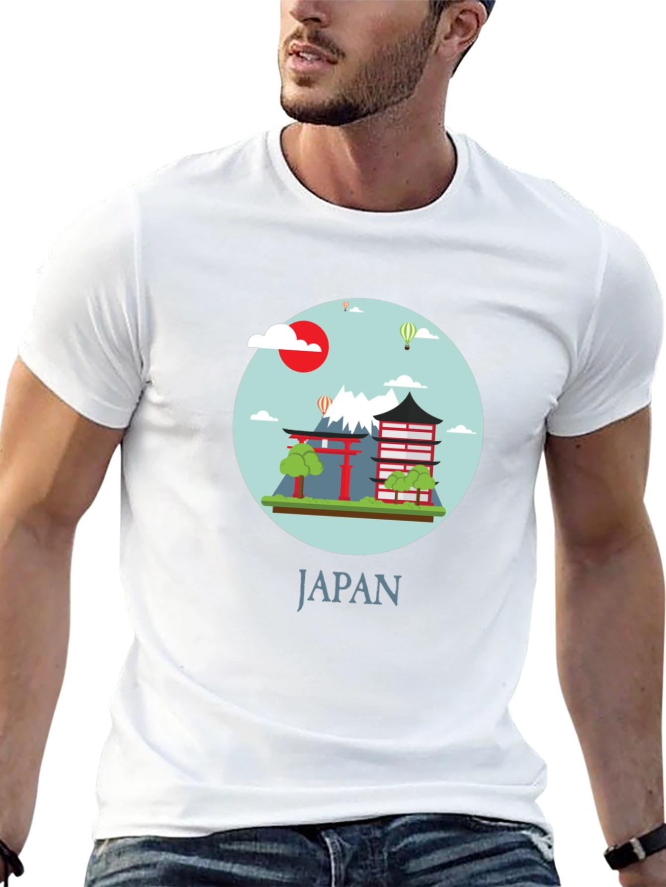 Japan Graphic Print Crew Neck T-Shirt