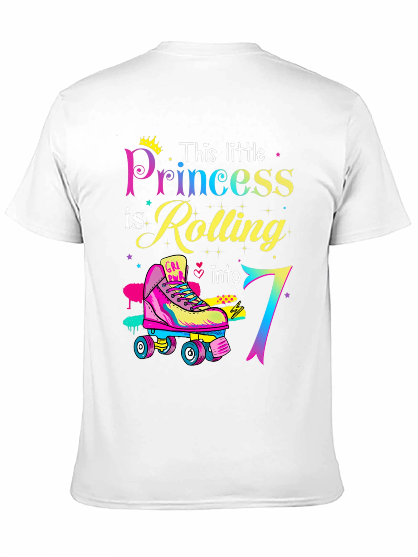 Princess Rolling Into 7 Birthday T-Shirt