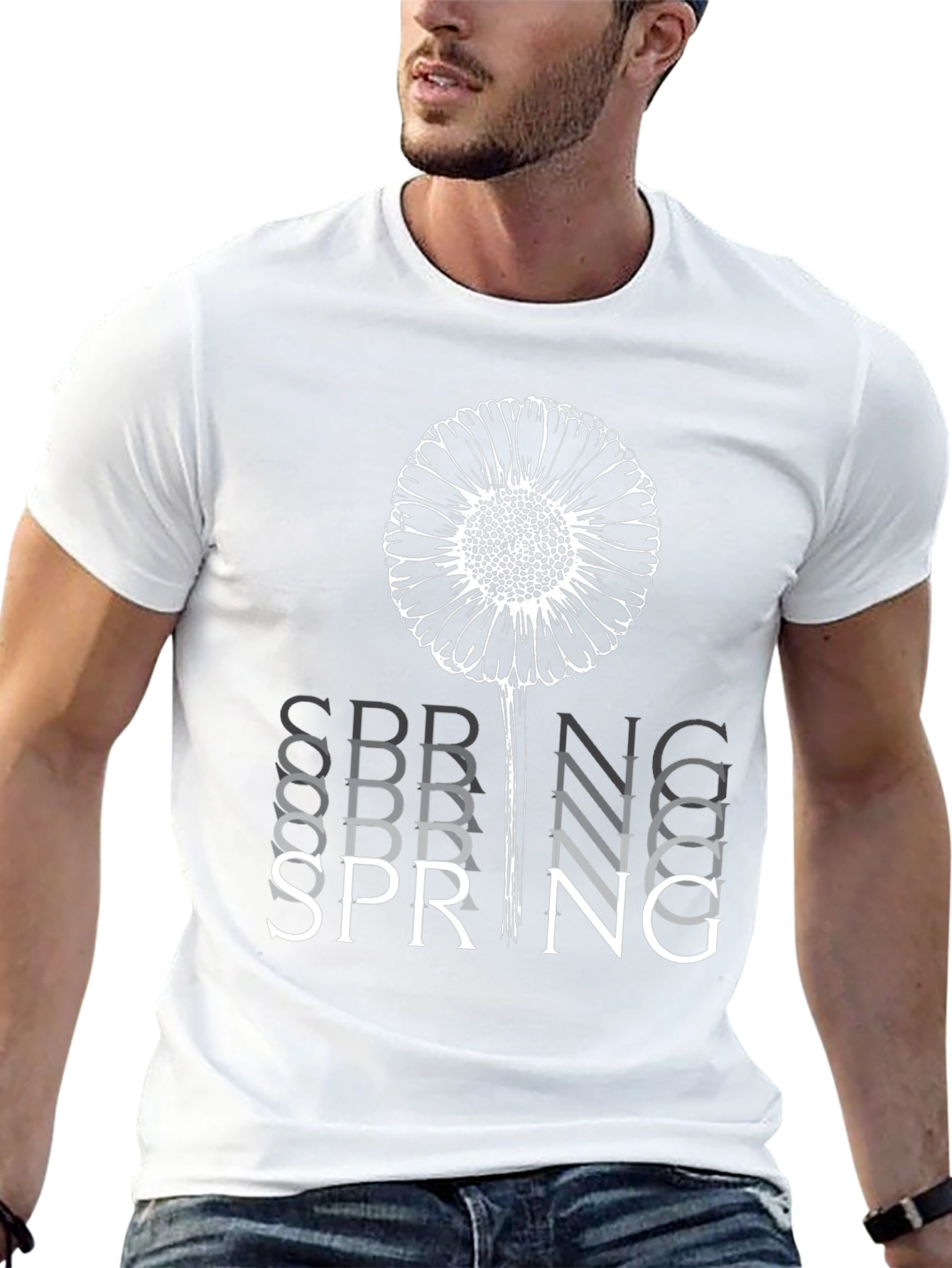 Spring Flower Graphic Tee - Stylish Black Cotton T-Shirt
