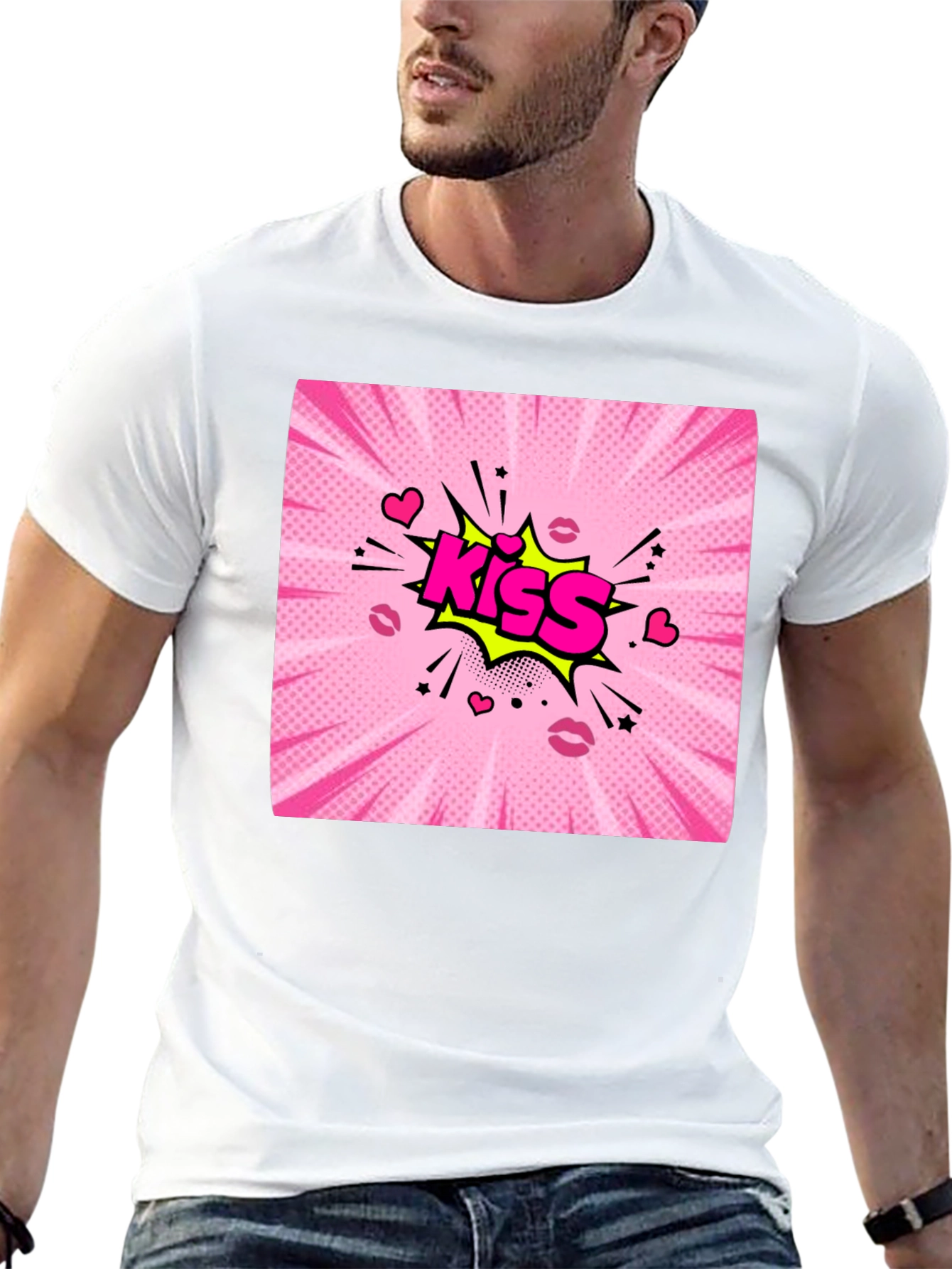 Kiss Comic Graphic T-Shirt - Bold Pop Art Design