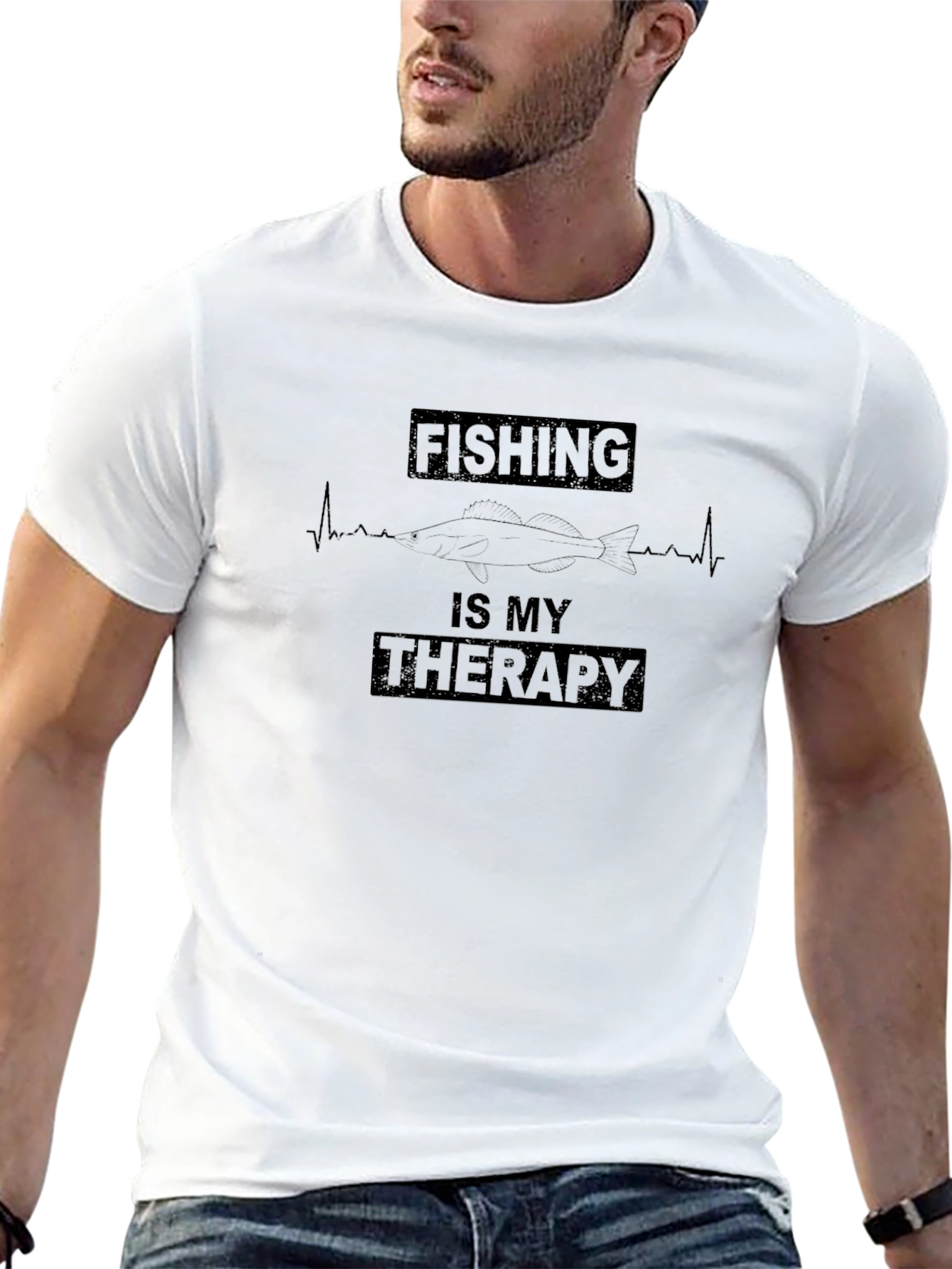 Fishing Is My Therapy T-Shirt - Black