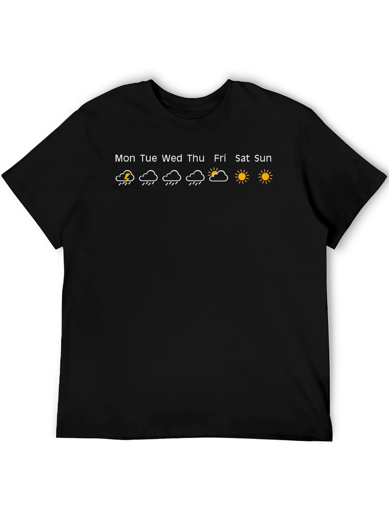 Weather Forecast Days of the Week Black T-Shirt
