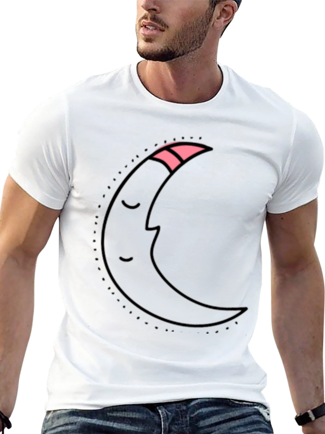 Dreamy Moon Graphic Tee - Black Cotton T-Shirt